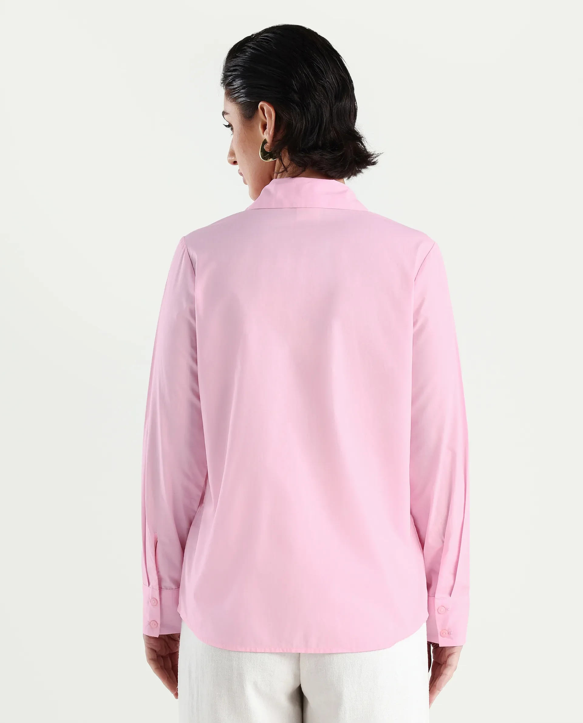 Rareism Women's Baroc Pink Cotton Collared Neck Regular Fit Shirt - Image 7