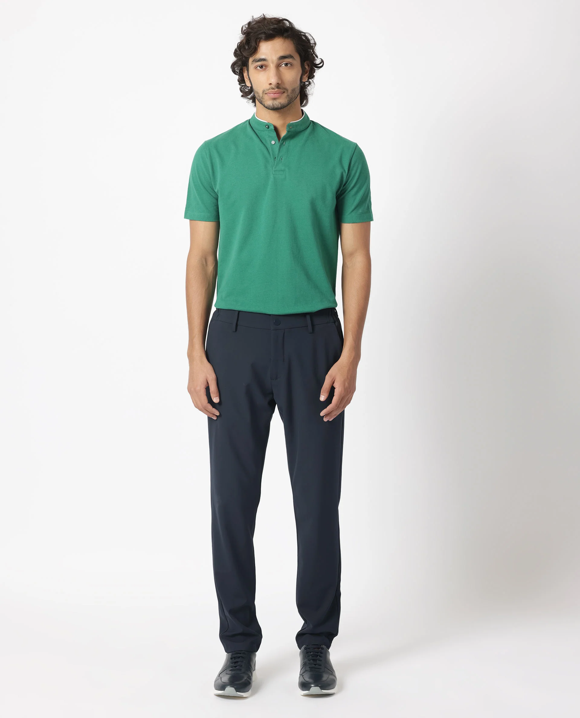 Rare Rabbit Men's Barrie Dark Green Cotton Plain Slim Fit Half Sleeve Polo - Image 4