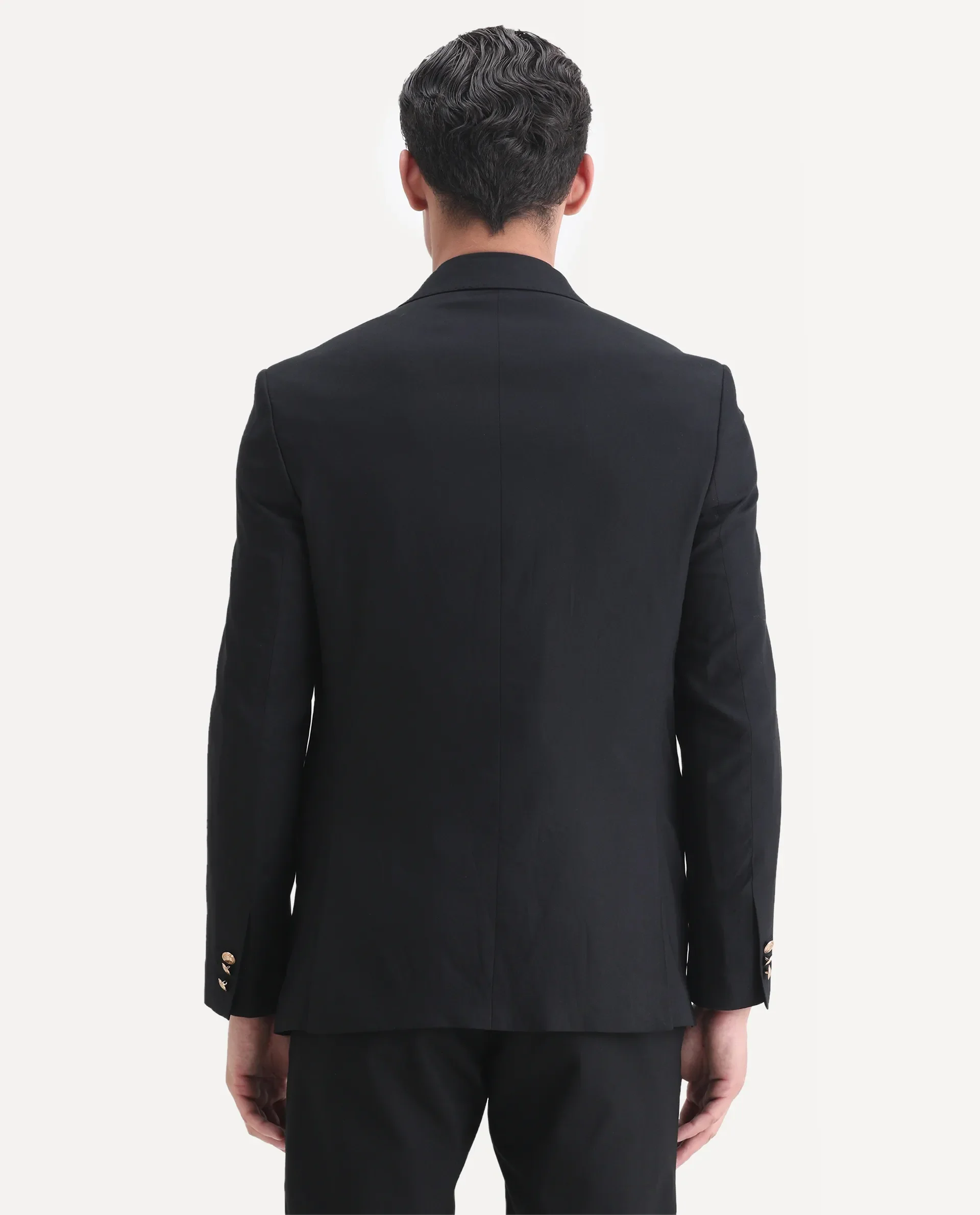 Rare Rabbit Men's Barton Black Polyester Plain Tailored Fit Full Sleeve Lapel Neck Blazer - Image 7