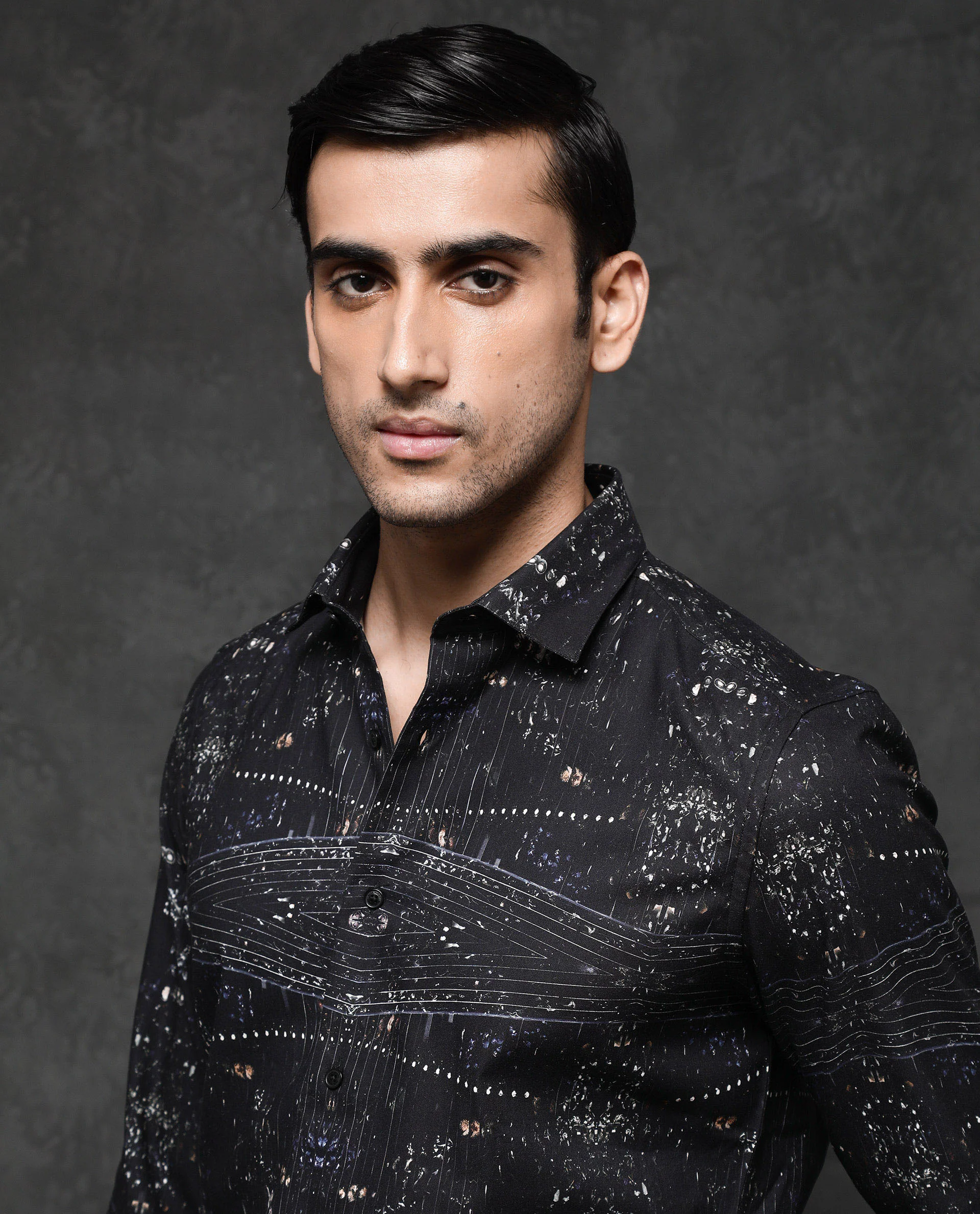 Rare Rabbit Men's Basco Black Viscose Abstract Print Regular Fit Full Sleeve Collared Shirt - Image 5