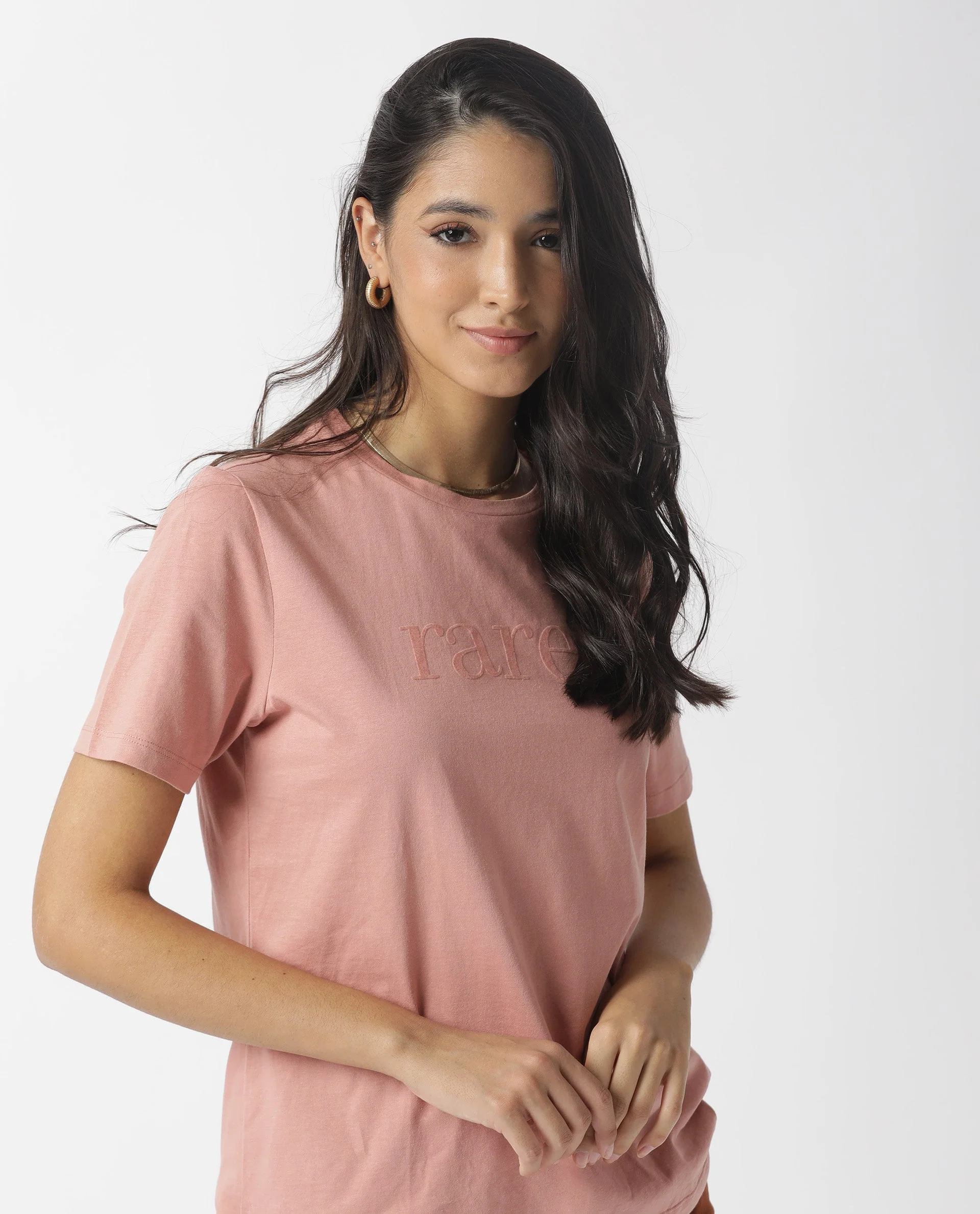 Rareism Womens Basic Tee 2 Pink T-Shirt Cotton Fabric Fitted Fit Short Sleeve Round Neck - Image 4