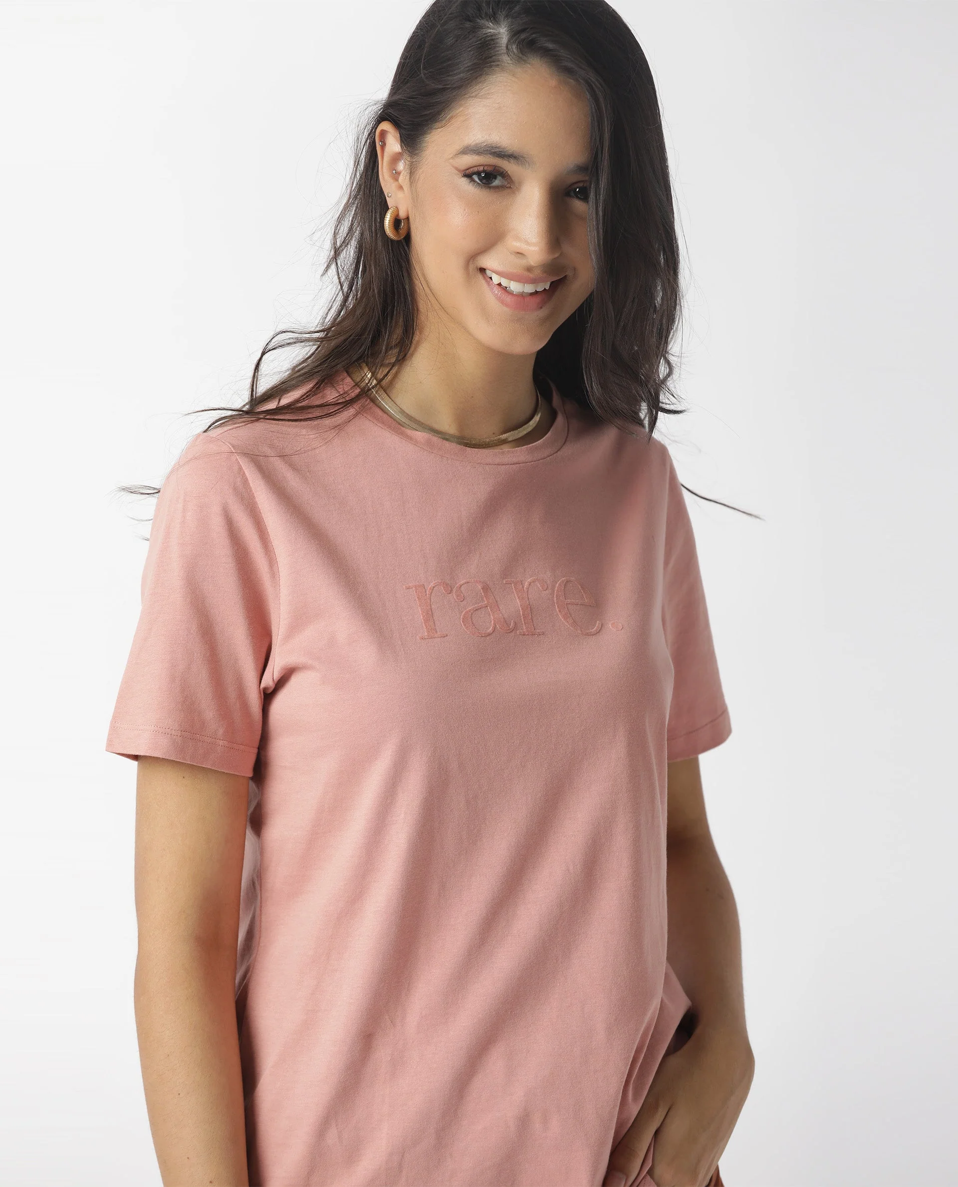 Rareism Womens Basic Tee 2 Pink T-Shirt Cotton Fabric Fitted Fit Short Sleeve Round Neck - Image 6