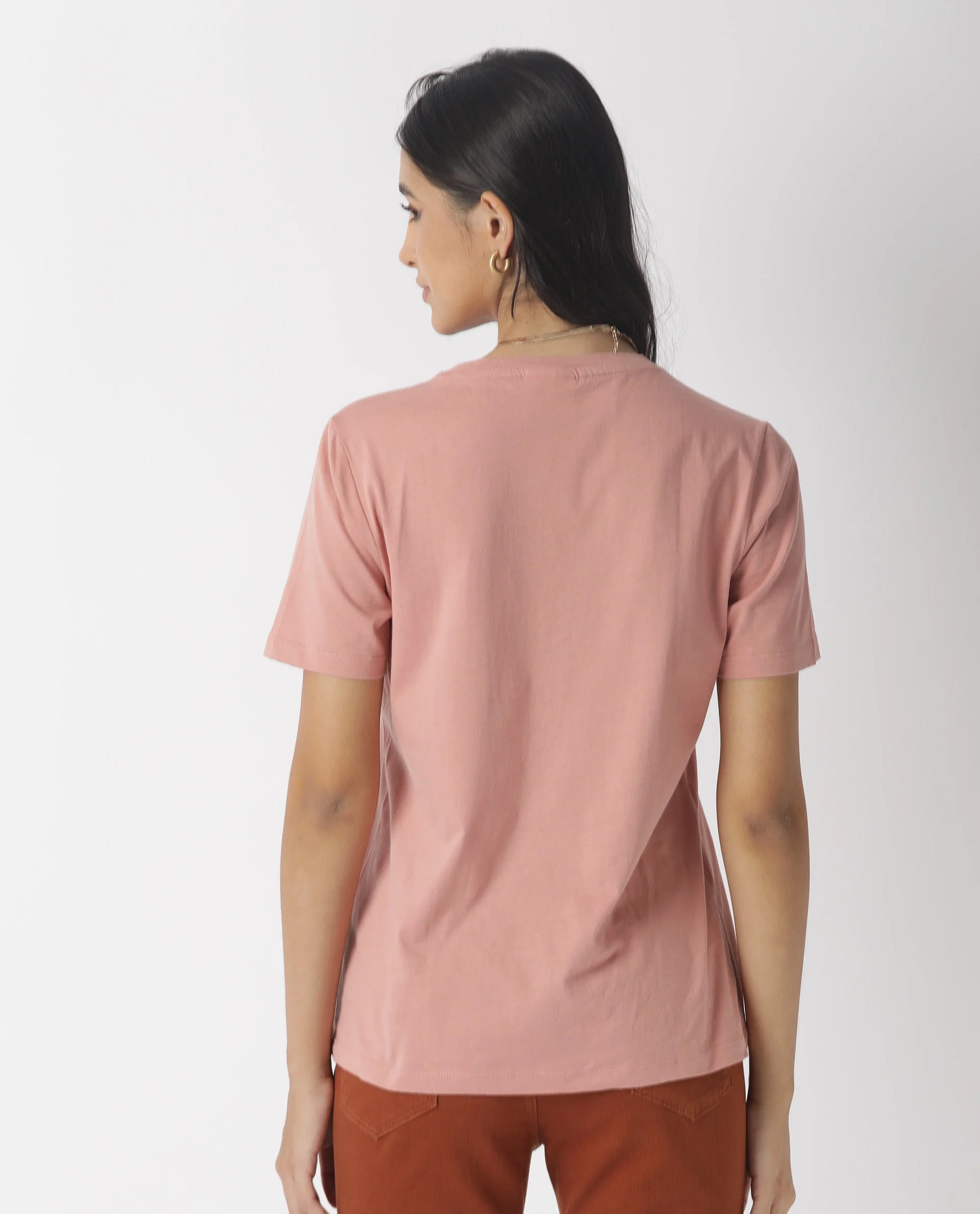 Rareism Womens Basic Tee 2 Pink T-Shirt Cotton Fabric Fitted Fit Short Sleeve Round Neck - Image 7