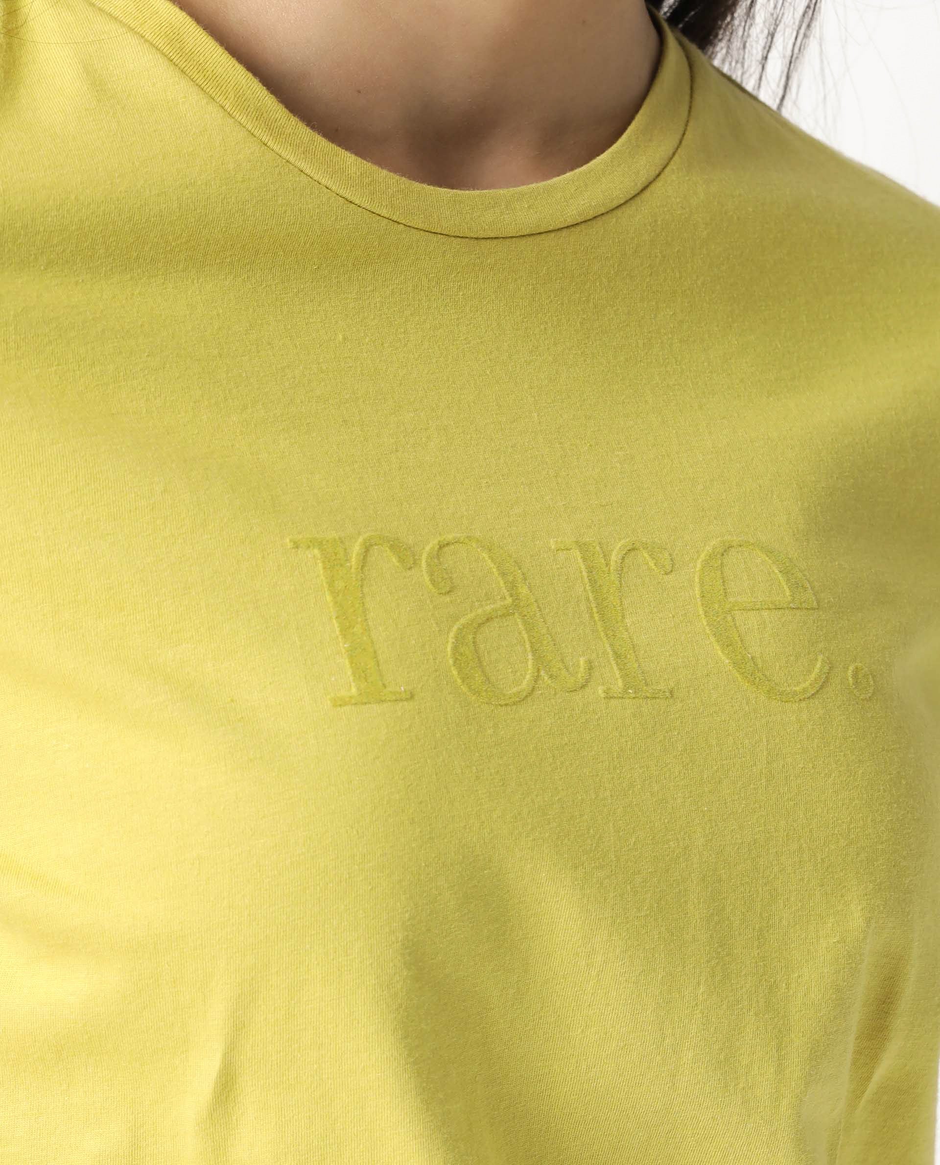 Rareism Womens Basic Tee 2 Yellow T-Shirt Cotton Fabric Fitted Fit Short Sleeve Round Neck - Image 2