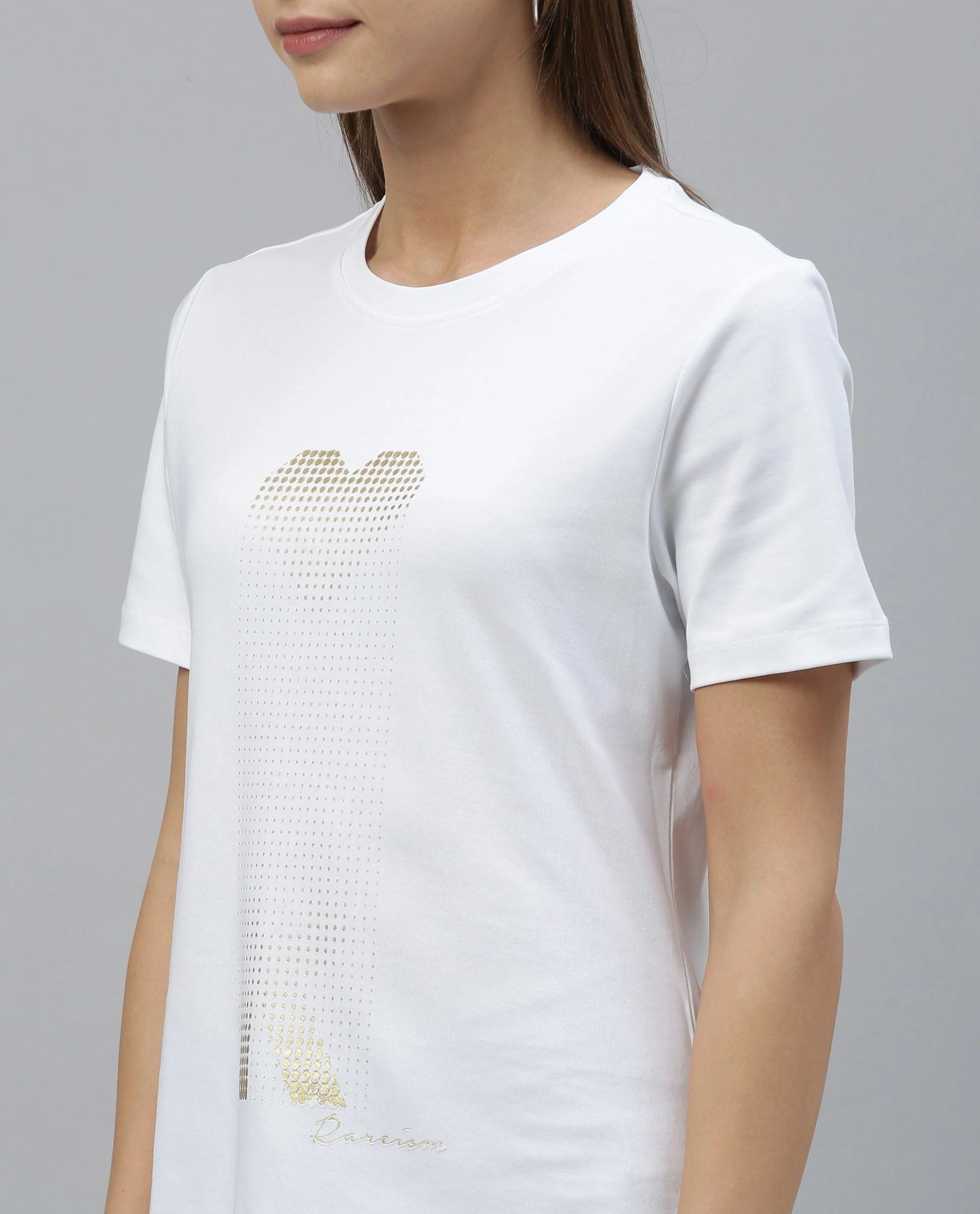 Rareism Women Basic Tee White Top Short Sleeves - Image 4