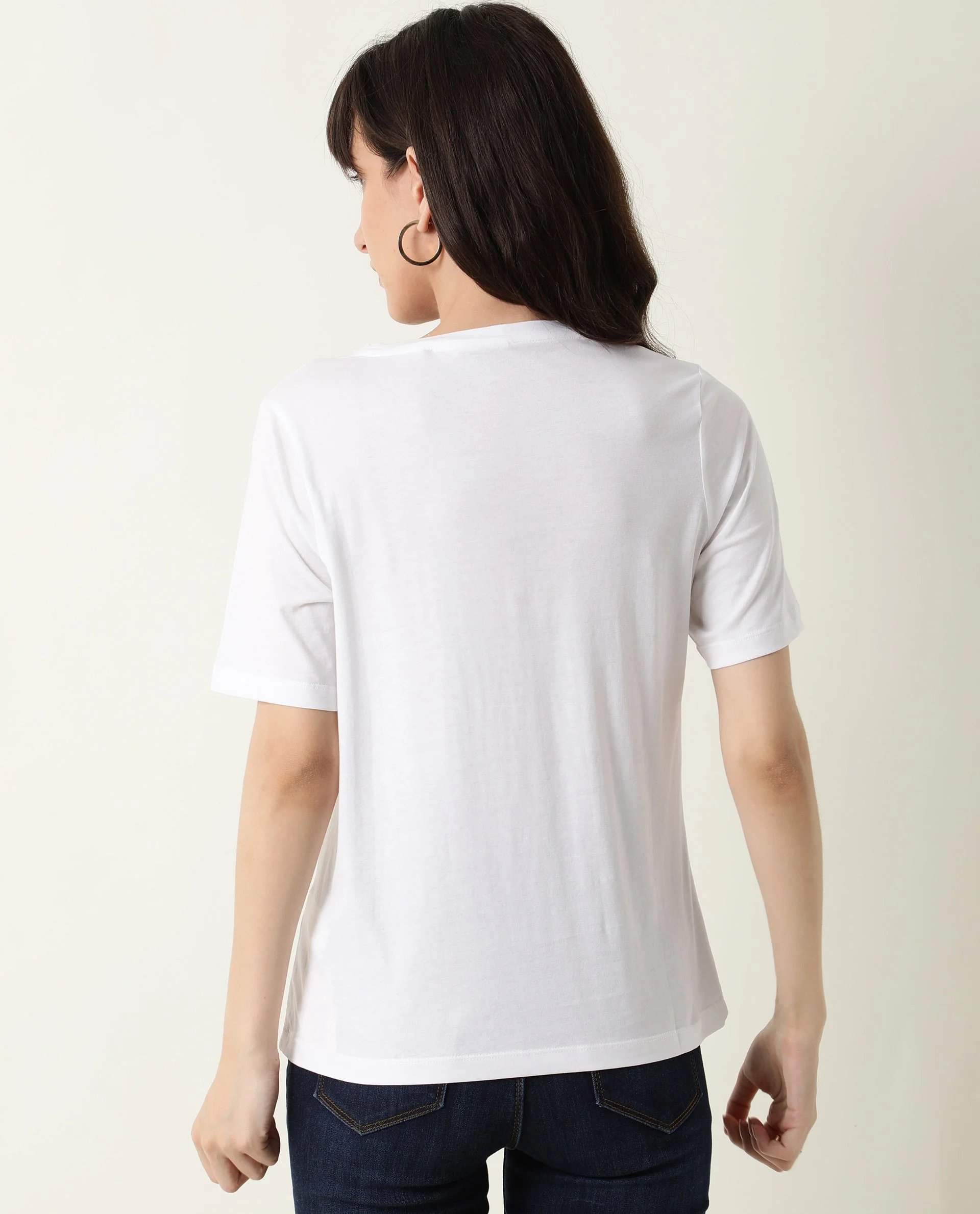 Rareism Womens Basic Tee 3 White T-Shirt Cotton Fabric Fitted Fit Short Sleeve Round Neck - Image 6
