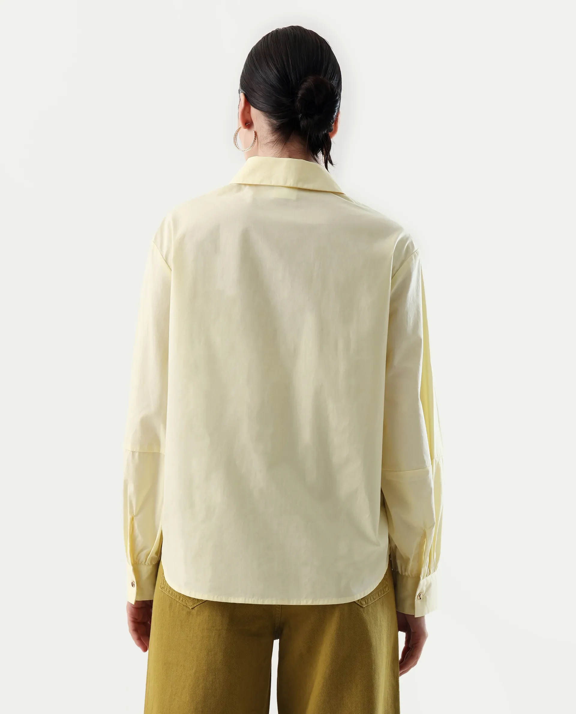 Rareism Women's Basom Yellow Cotton Collared Neck Relaxed Fit Shirt - Image 7