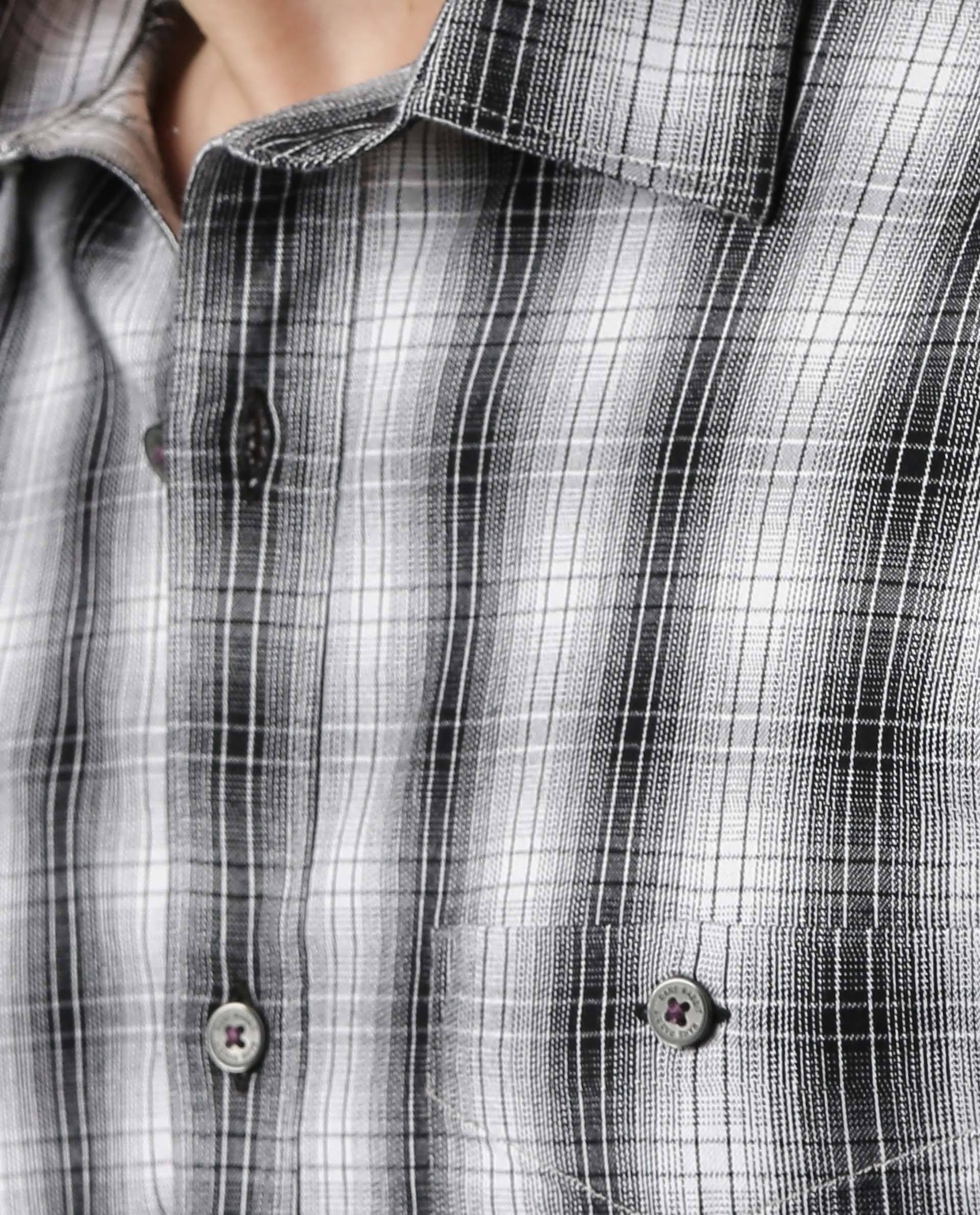 Rare Rabbit Men's Bass White Cotton Checked Print Tailored Fit Full Sleeve Collared Shirt - Image 2