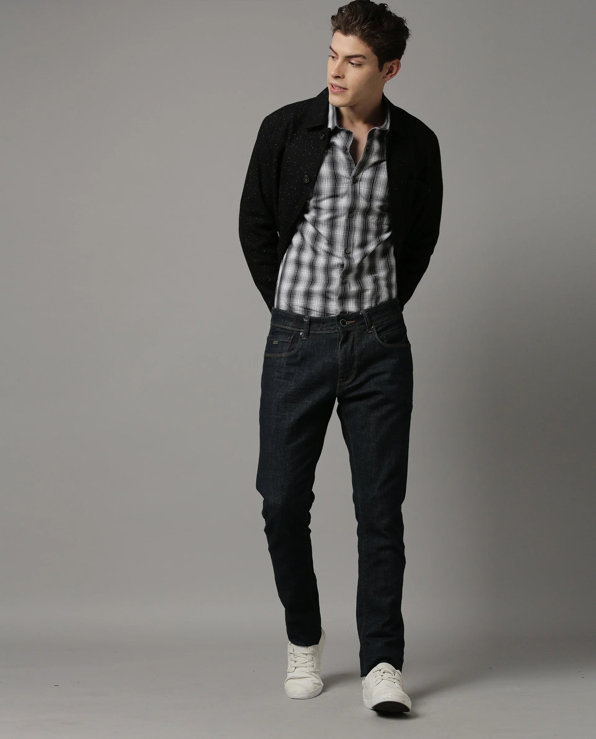 Rare Rabbit Men's Bass White Cotton Checked Print Tailored Fit Full Sleeve Collared Shirt - Image 4