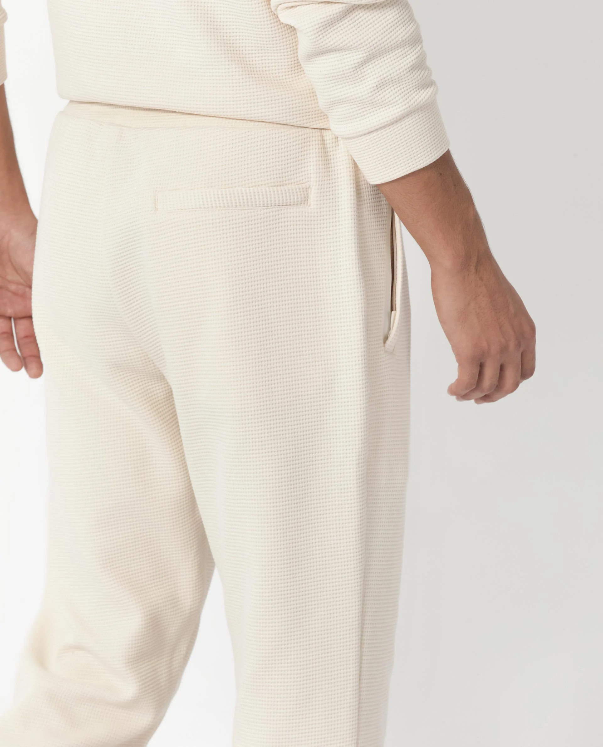 Rare Rabbit Men's Bastian Beige Waffle Print Regular Fit Track Pant - Image 5