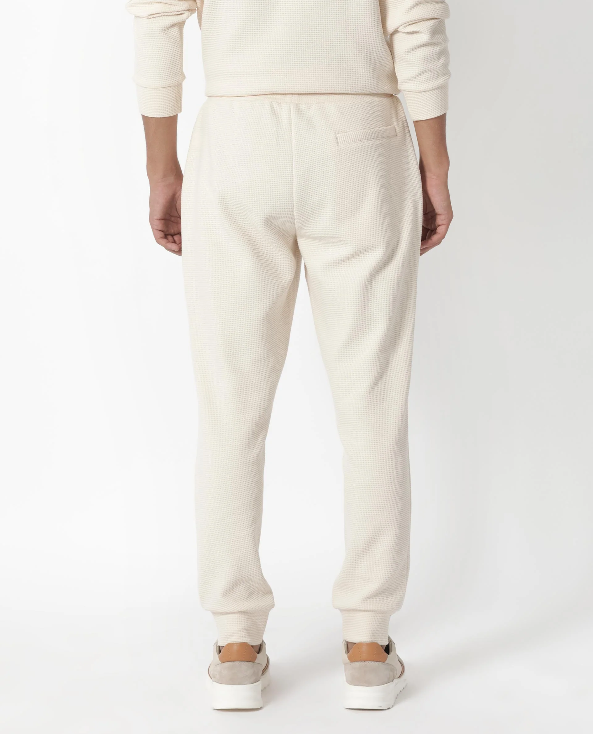 Rare Rabbit Men's Bastian Beige Waffle Print Regular Fit Track Pant - Image 9