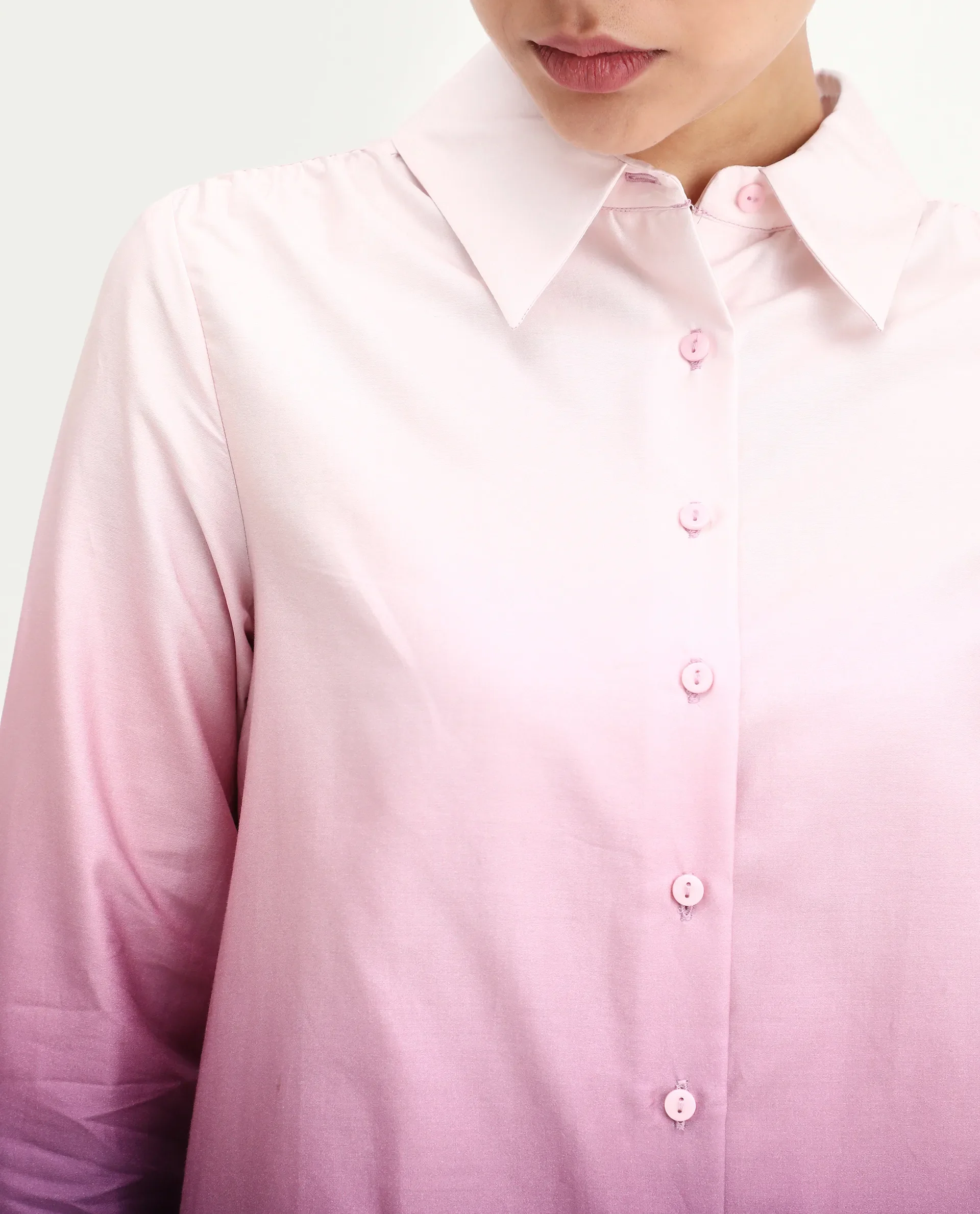 Rareism Women's Batim Purple Cotton Collared Neck Regular Fit Shirt - Image 3