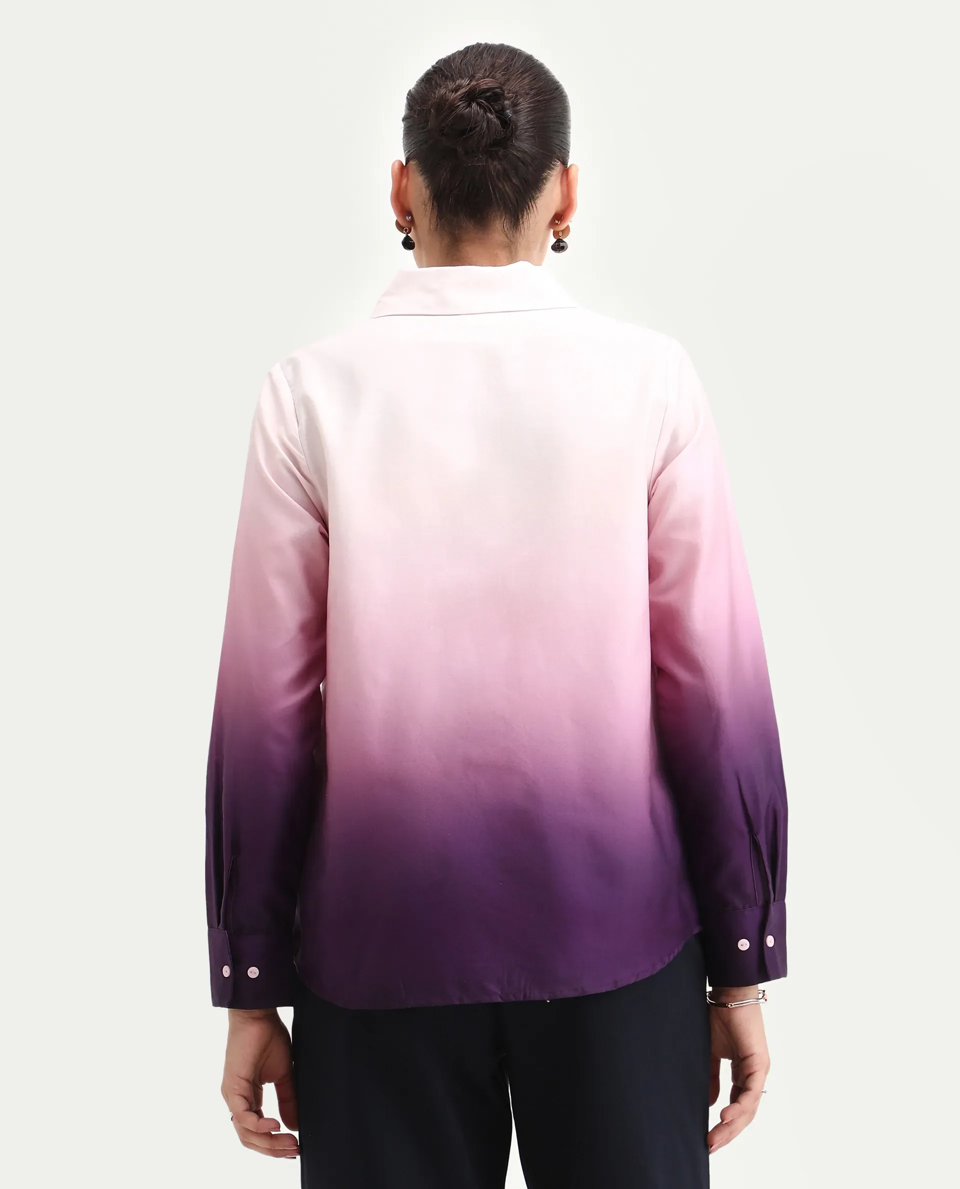 Rareism Women's Batim Purple Cotton Collared Neck Regular Fit Shirt - Image 7