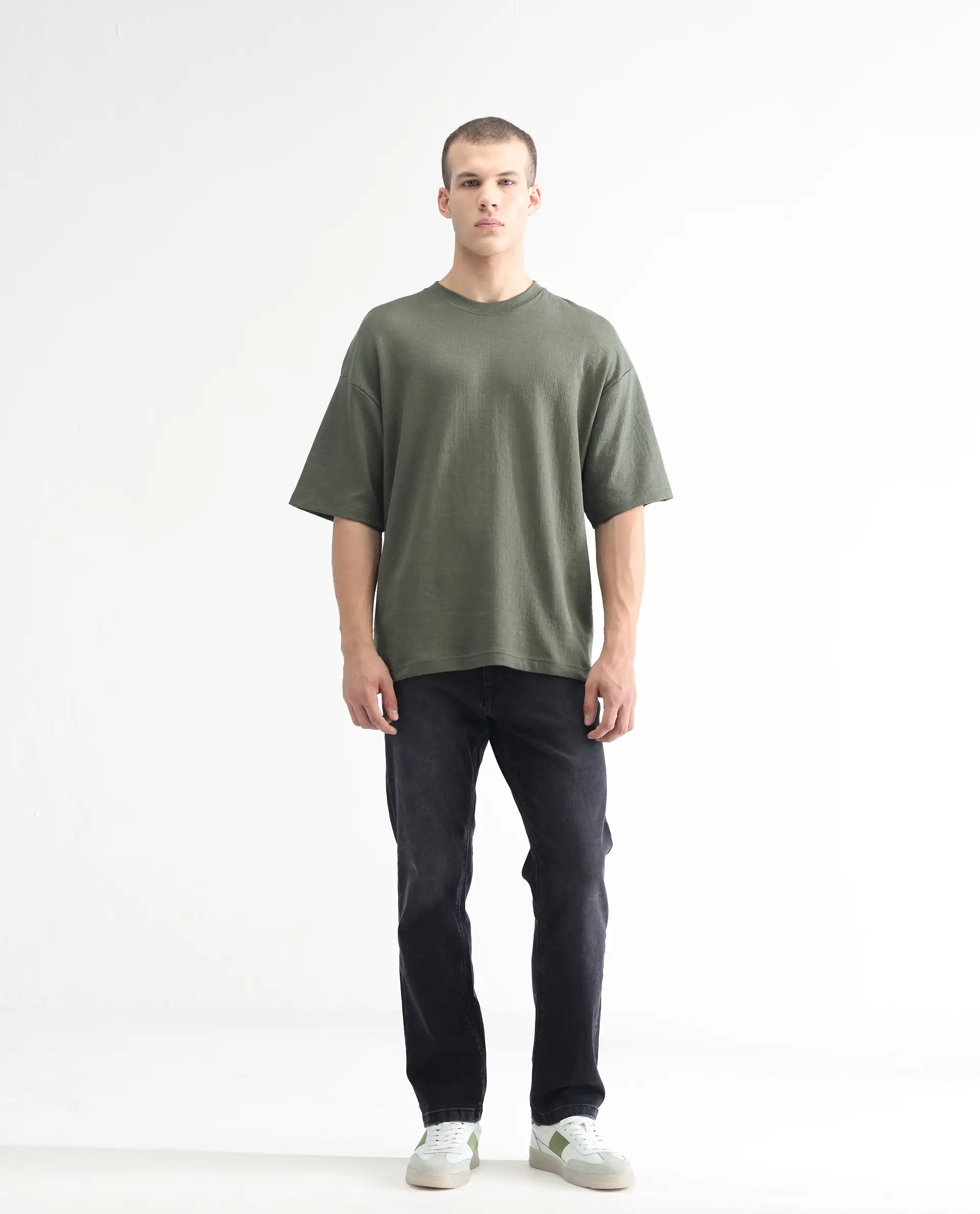 Rare Rabbit Men's Batten Grey Cotton Plain Hawk Slim Fit Jeans - Image 4