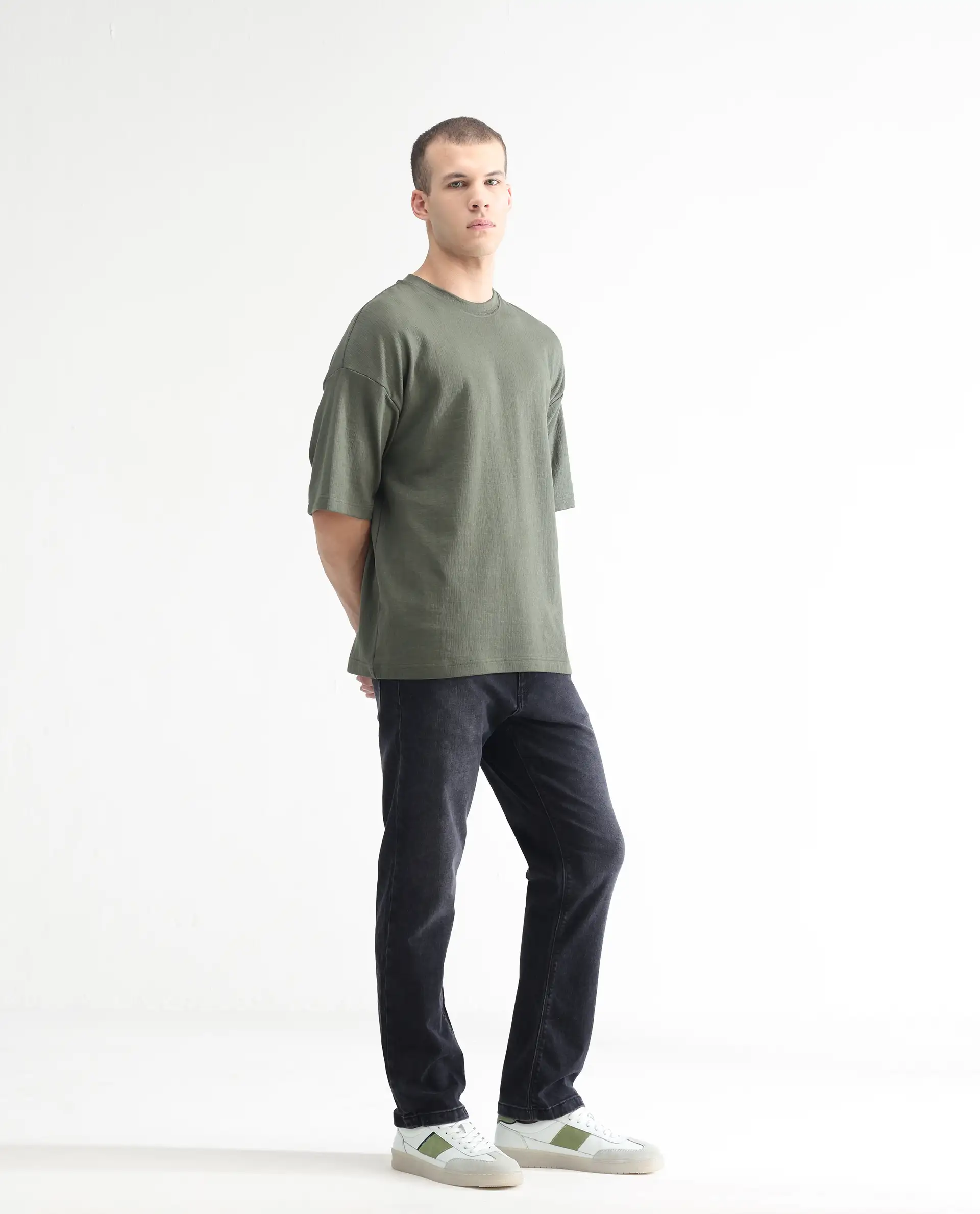 Rare Rabbit Men's Batten Grey Cotton Plain Hawk Slim Fit Jeans - Image 6