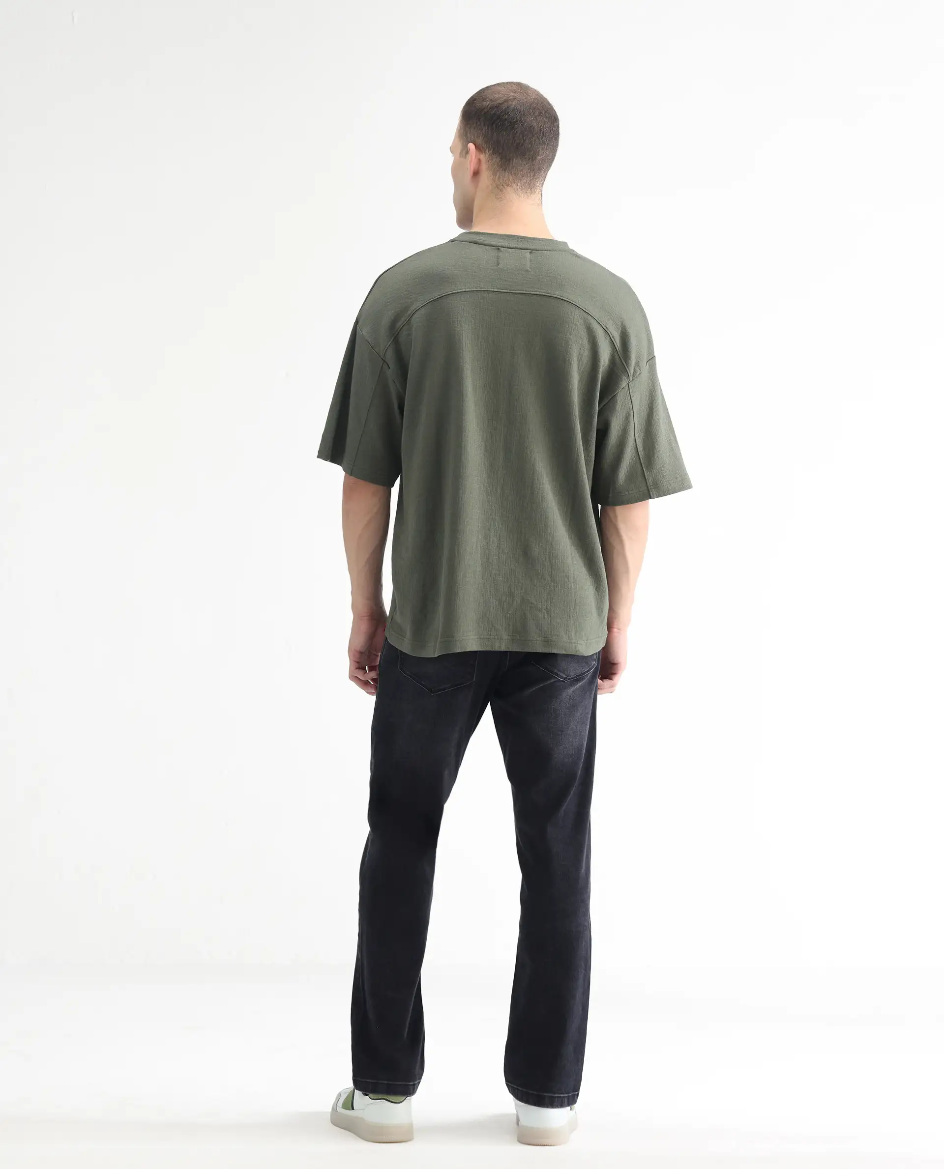 Rare Rabbit Men's Batten Grey Cotton Plain Hawk Slim Fit Jeans - Image 9