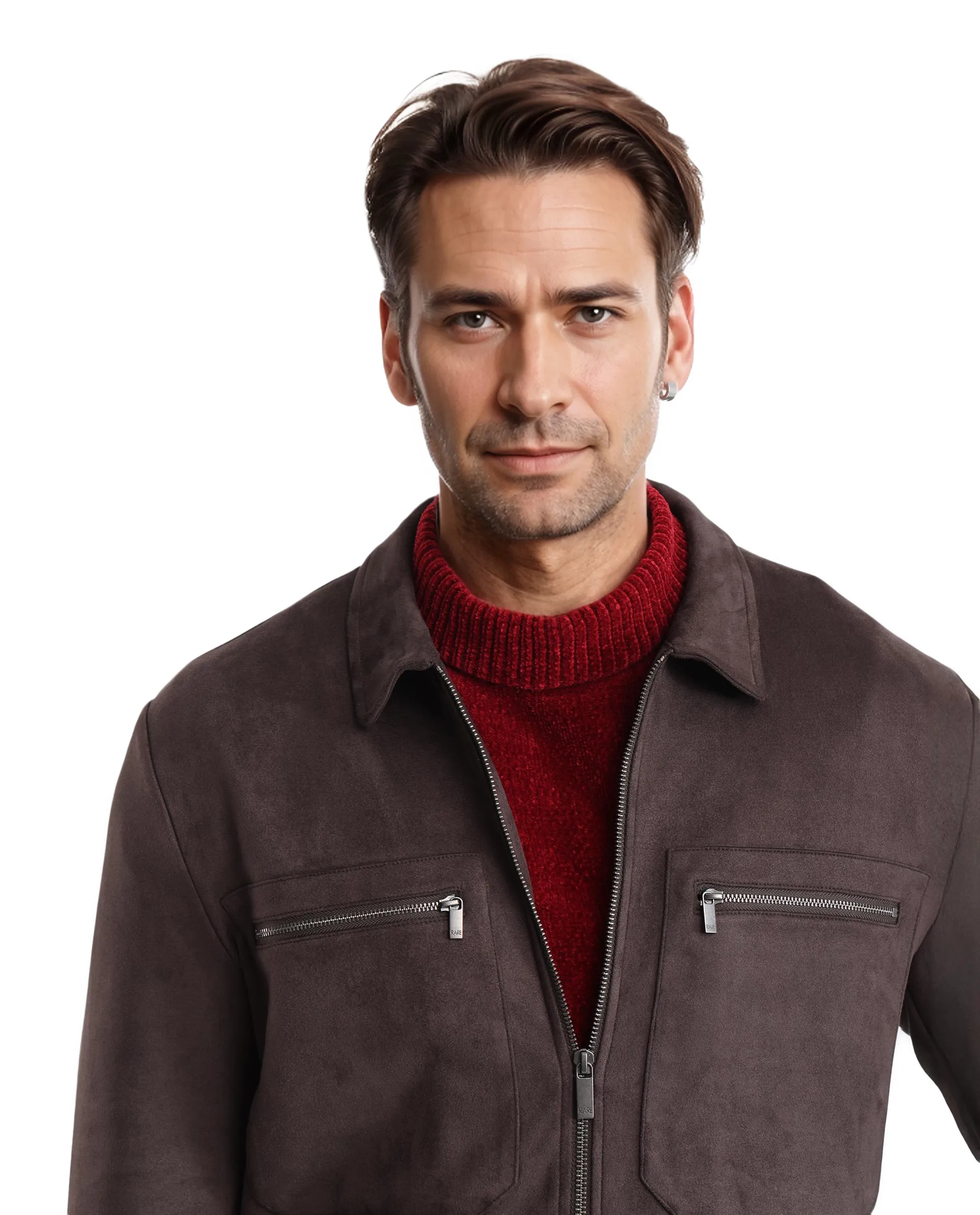 Rare Rabbit Men's Bax-3 Dark Brown Polyester Blend Plain Relaxed Fit Full Sleeve Spread Collar Jacket - Image 7