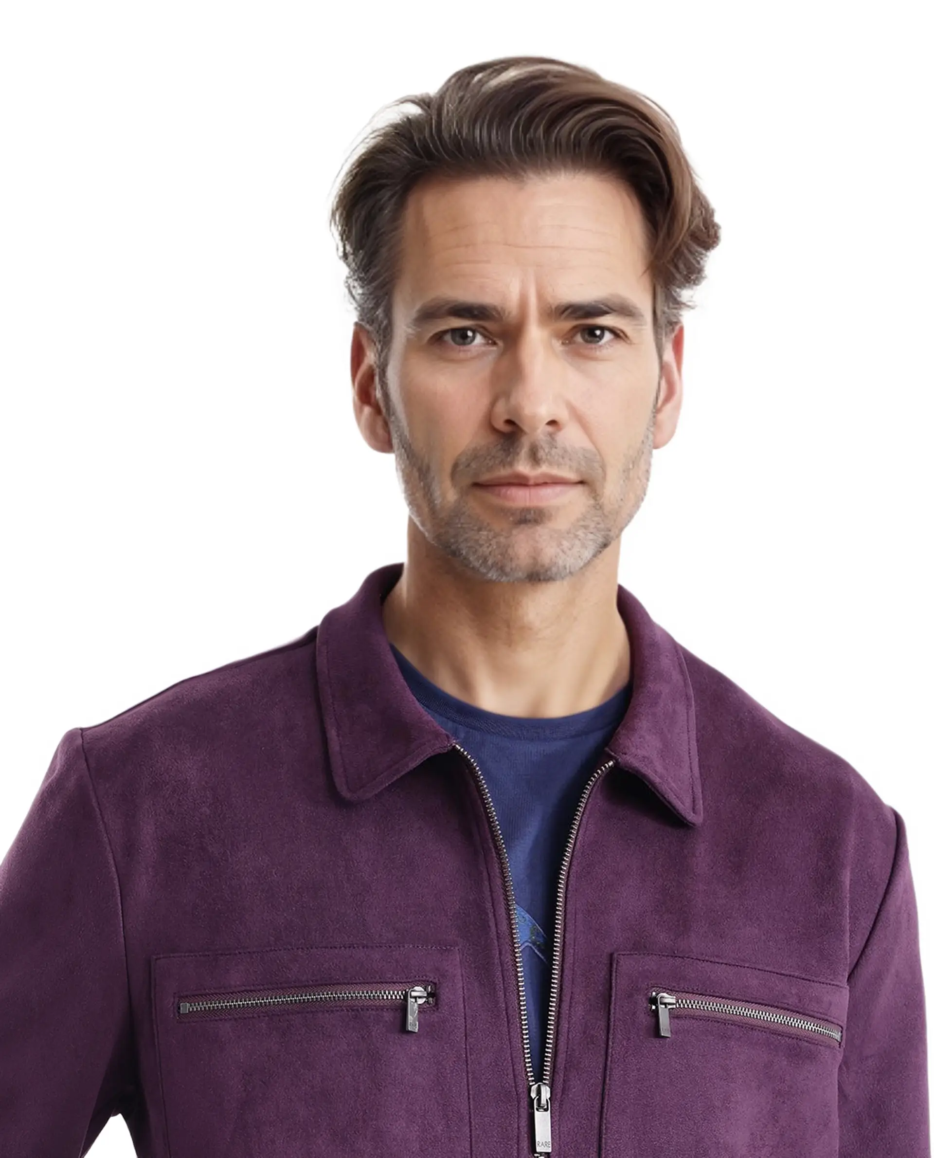 Rare Rabbit Men's Bax-3 Dark Purple Polyester Plain Relaxed Fit Full Sleeve Spread Collar Jacket - Image 8