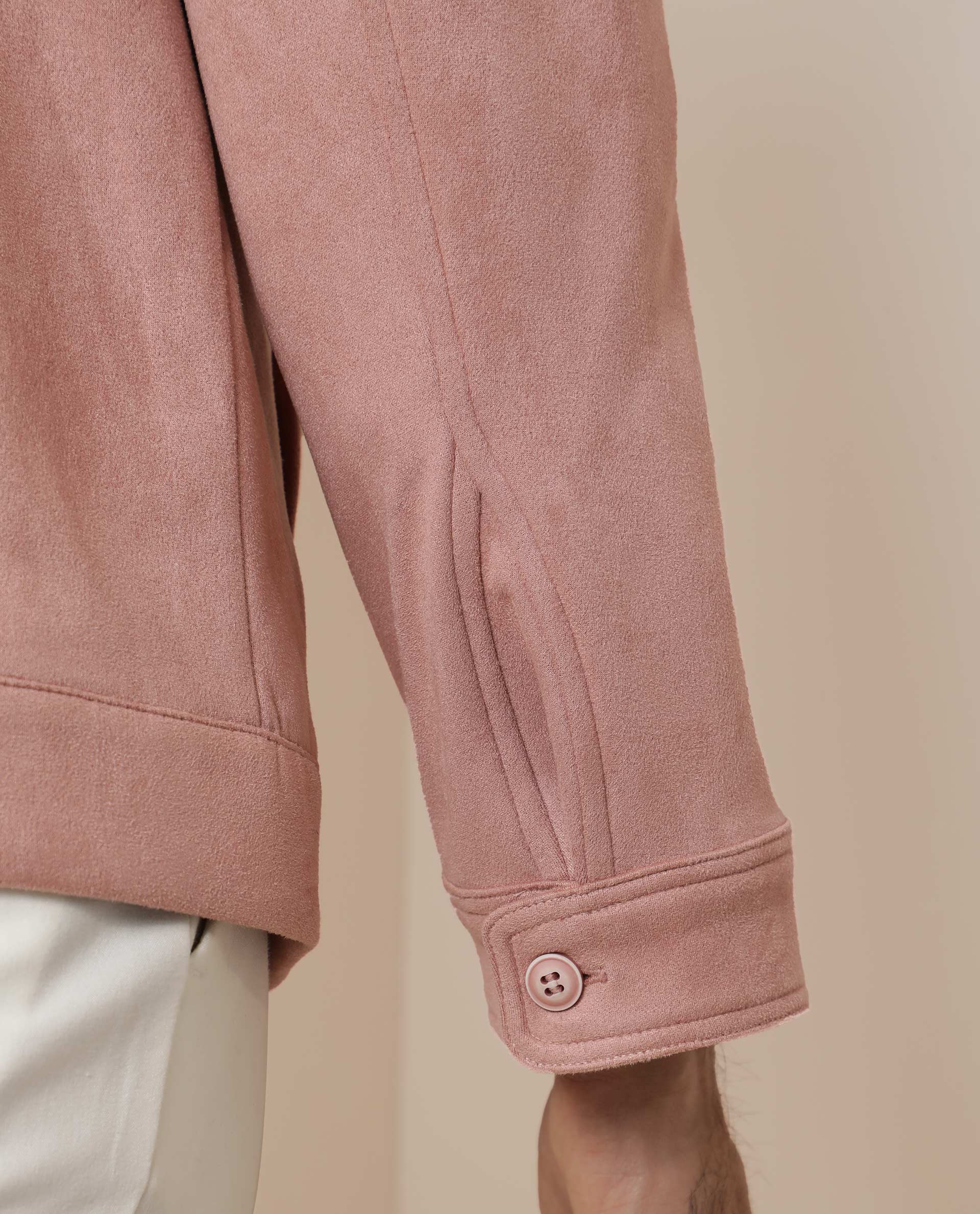 Rare Rabbit Men's Bax Pink Plain Regular Fit Full Sleeve Collared Jacket - Image 8