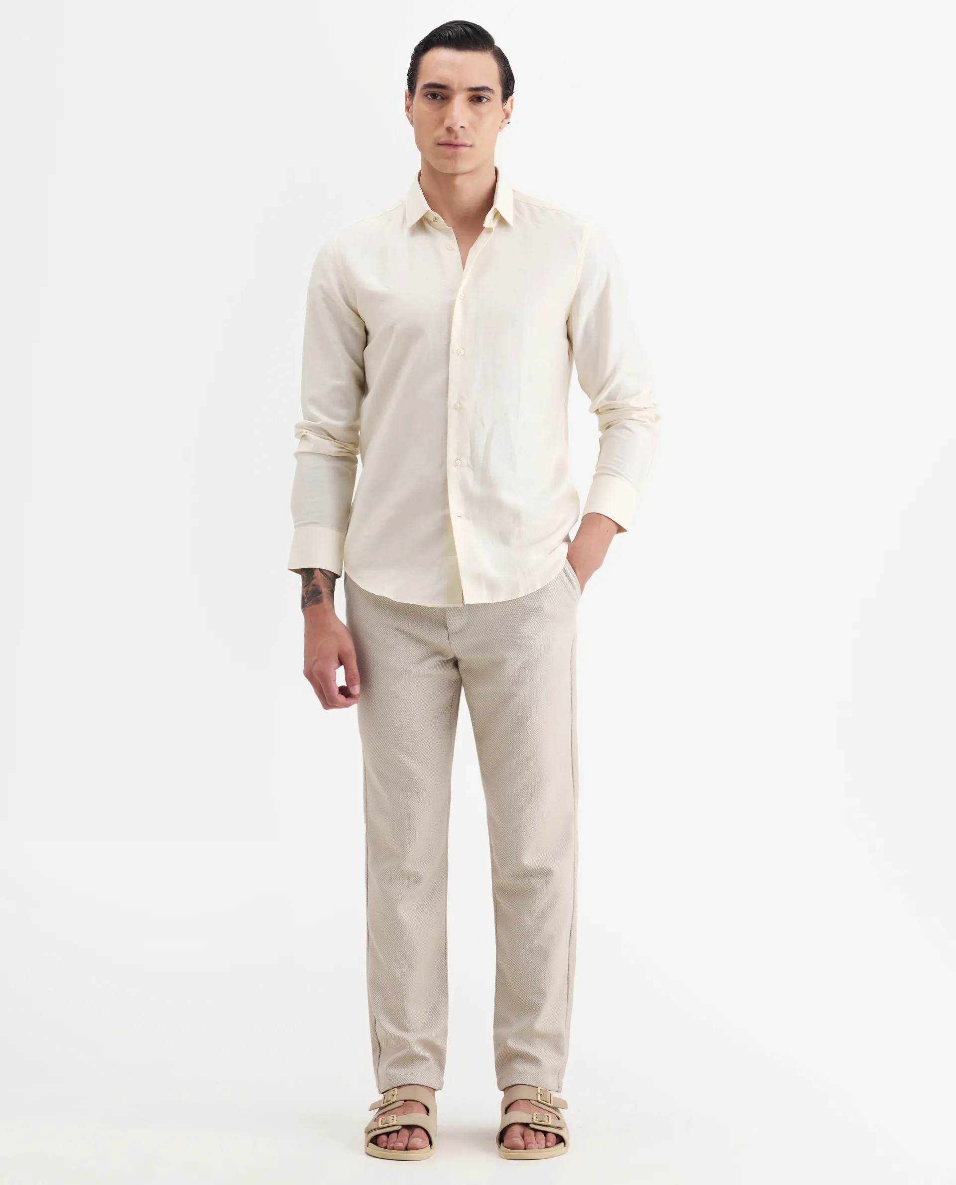 Rare Rabbit Men's Polyester Blend Plain Regular Fit Trouser - Image 6