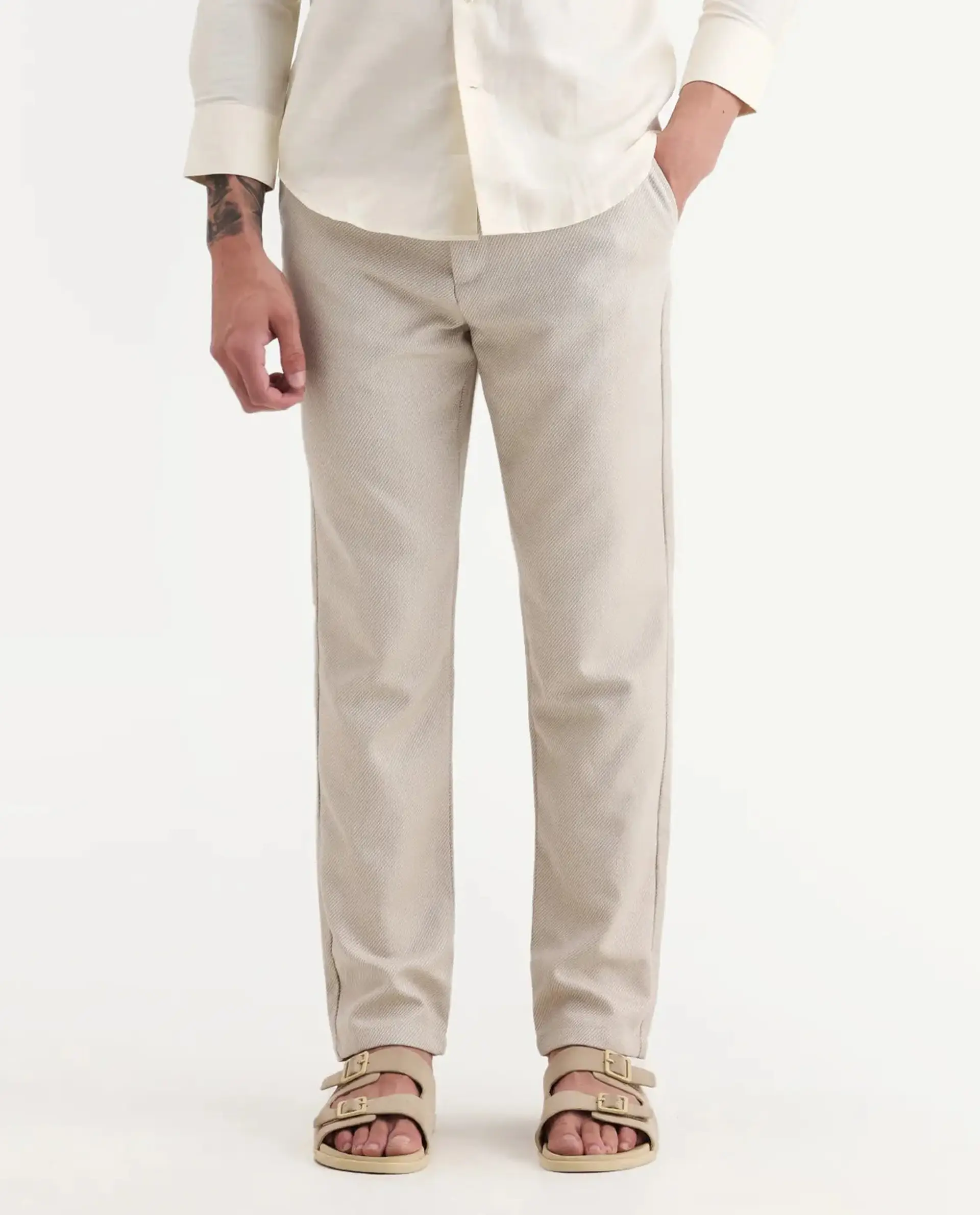 Rare Rabbit Men's Polyester Blend Plain Regular Fit Trouser - Image 8