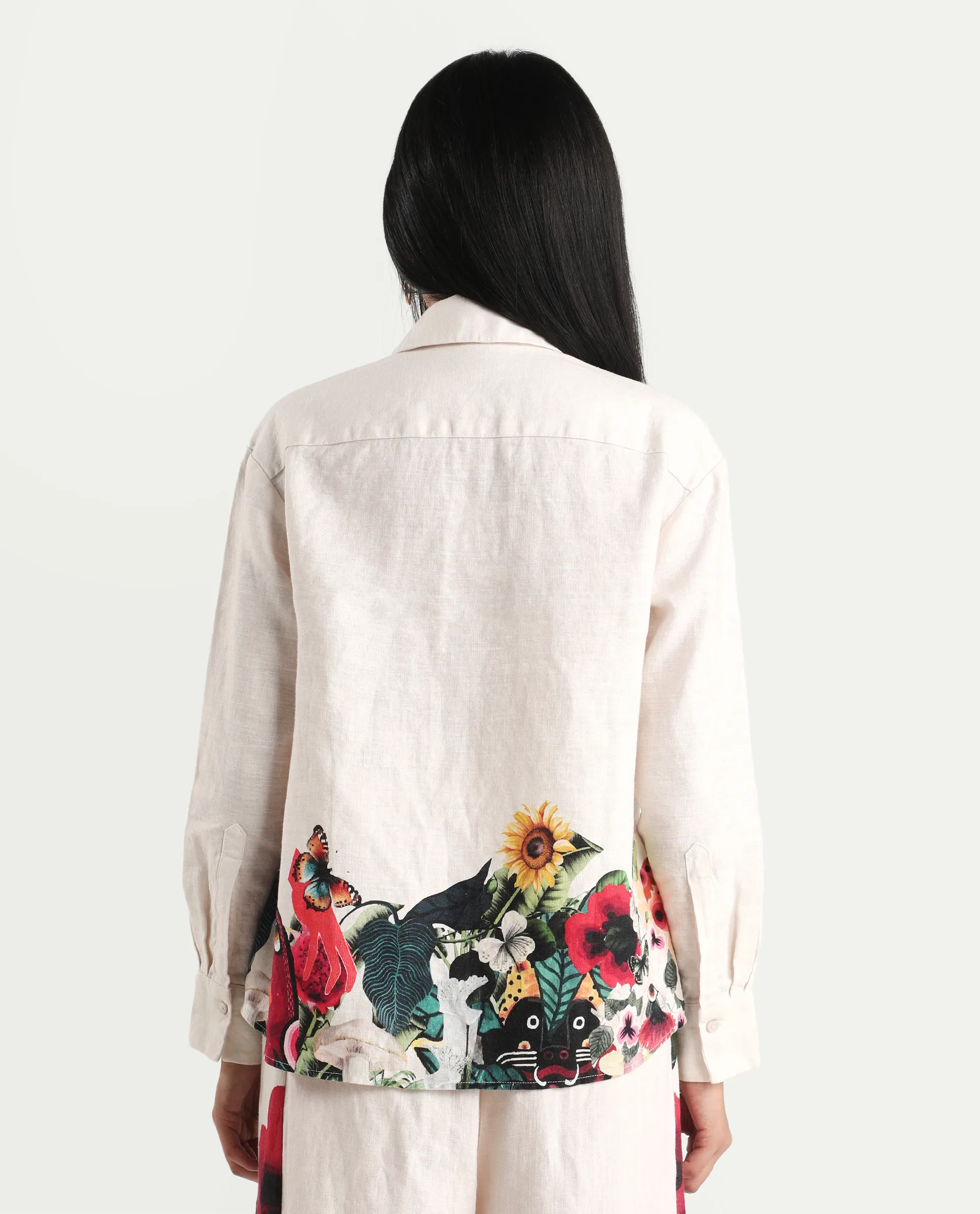Rareism Women's Bazper-T Off White 100% Linen Full Sleeve Regular Fit Abstract Print Shirt - Image 6