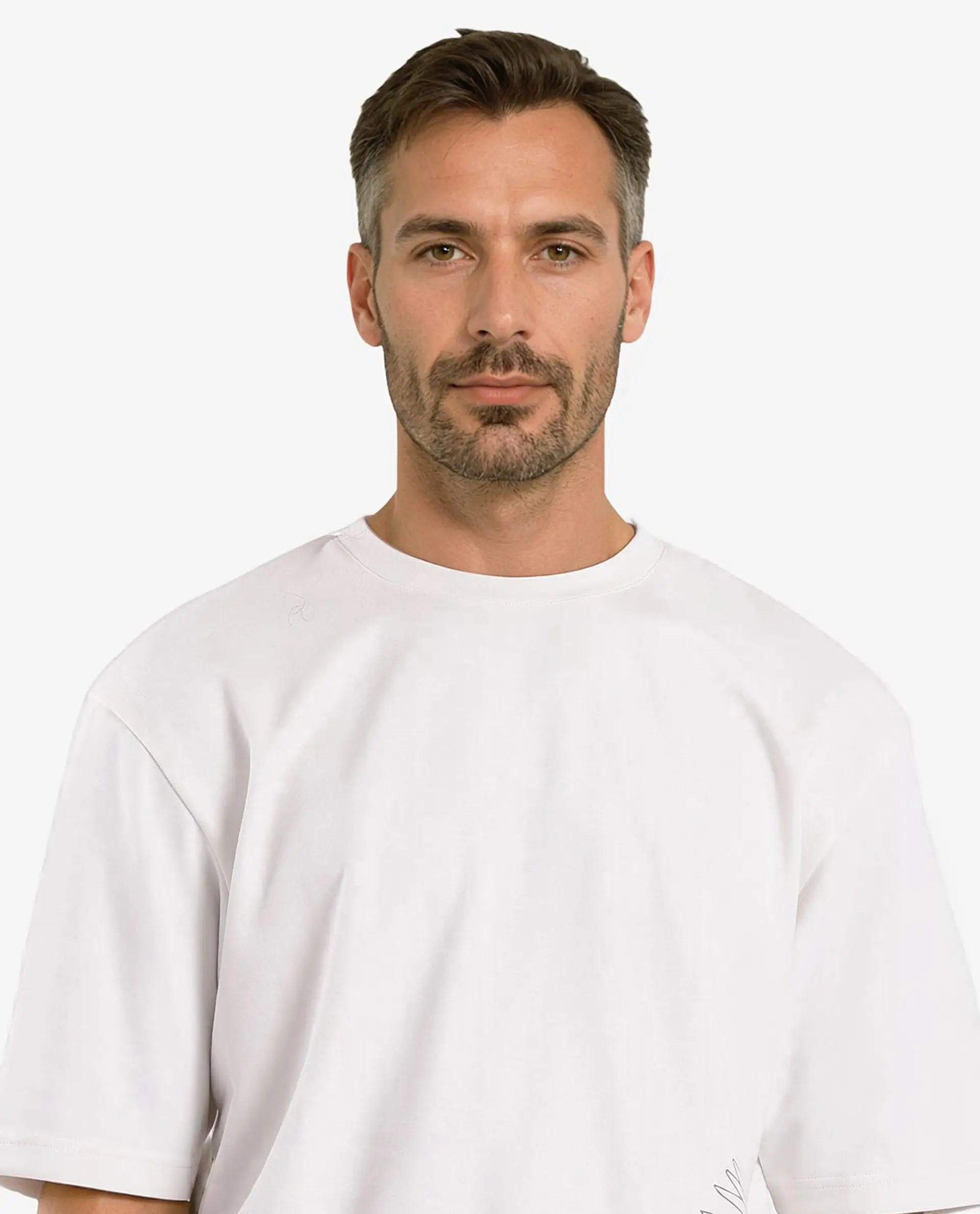 Rare Rabbit Men's Bazy Off White Cotton Graphic Print Oversized Fit Half Sleeve Crew Neck T-Shirt - Image 5