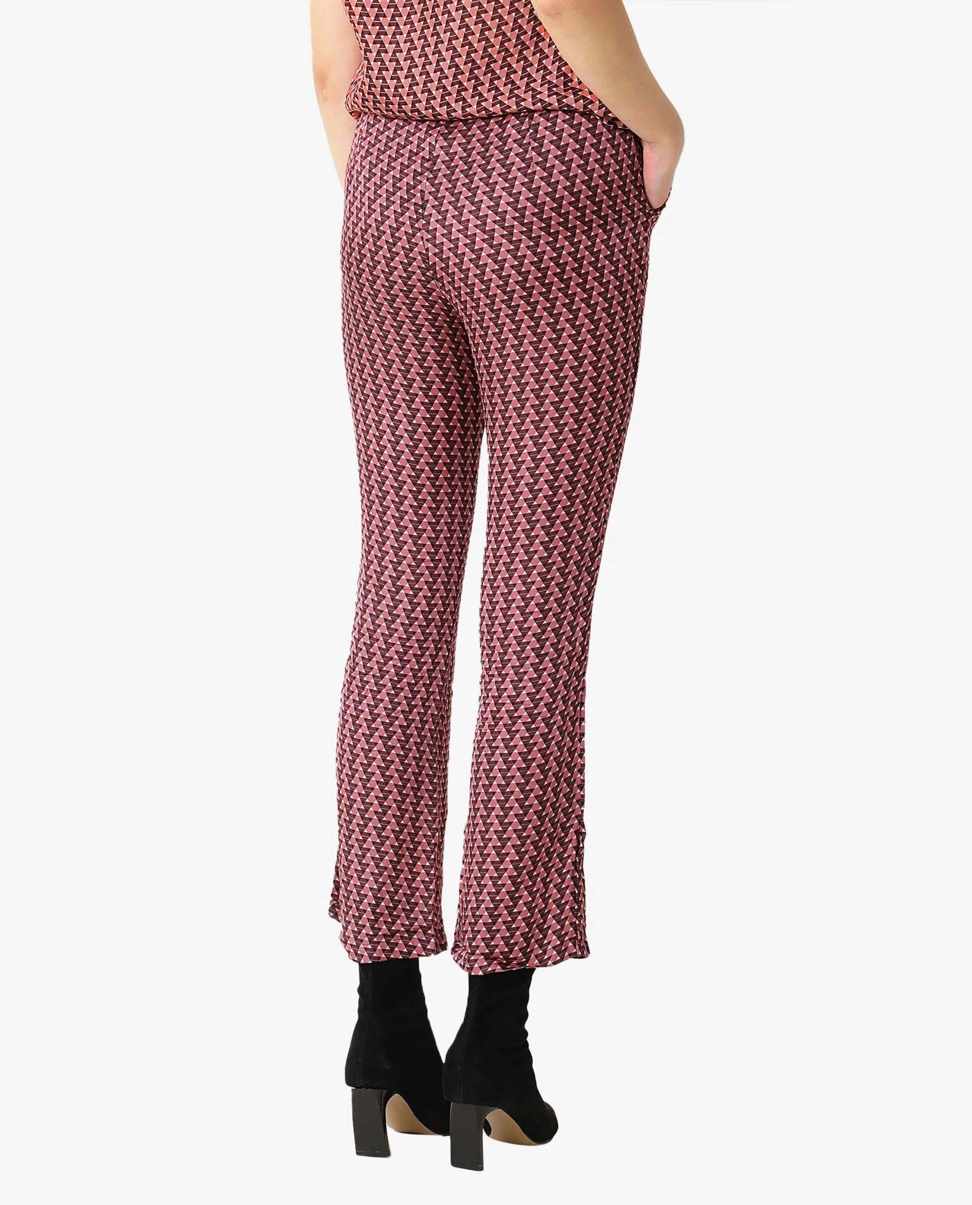 Rareism Women's Bea Maroon V-Neck Geometric Print Knee Length Tailored Top - Image 3