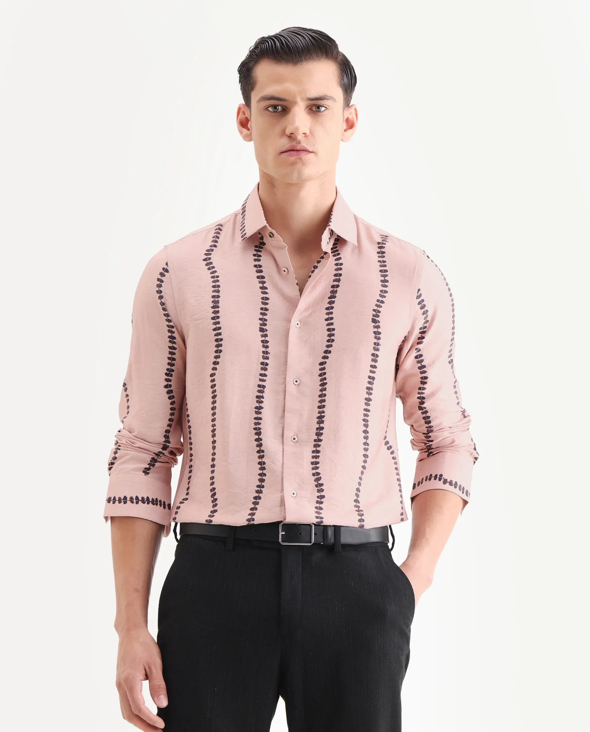 Rare Rabbit Men's Bedoc Beige Cotton Decorative Print Regular Fit Full Sleeve Collared Shirt - Image 4