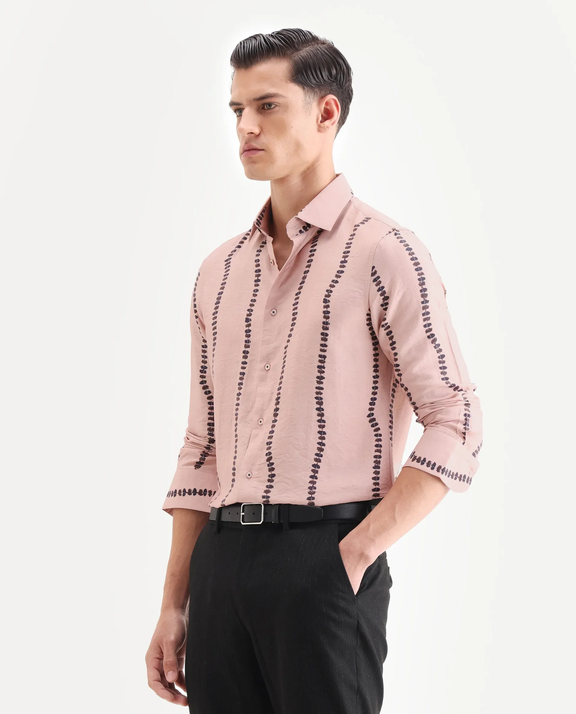 Rare Rabbit Men's Bedoc Beige Cotton Decorative Print Regular Fit Full Sleeve Collared Shirt - Image 5