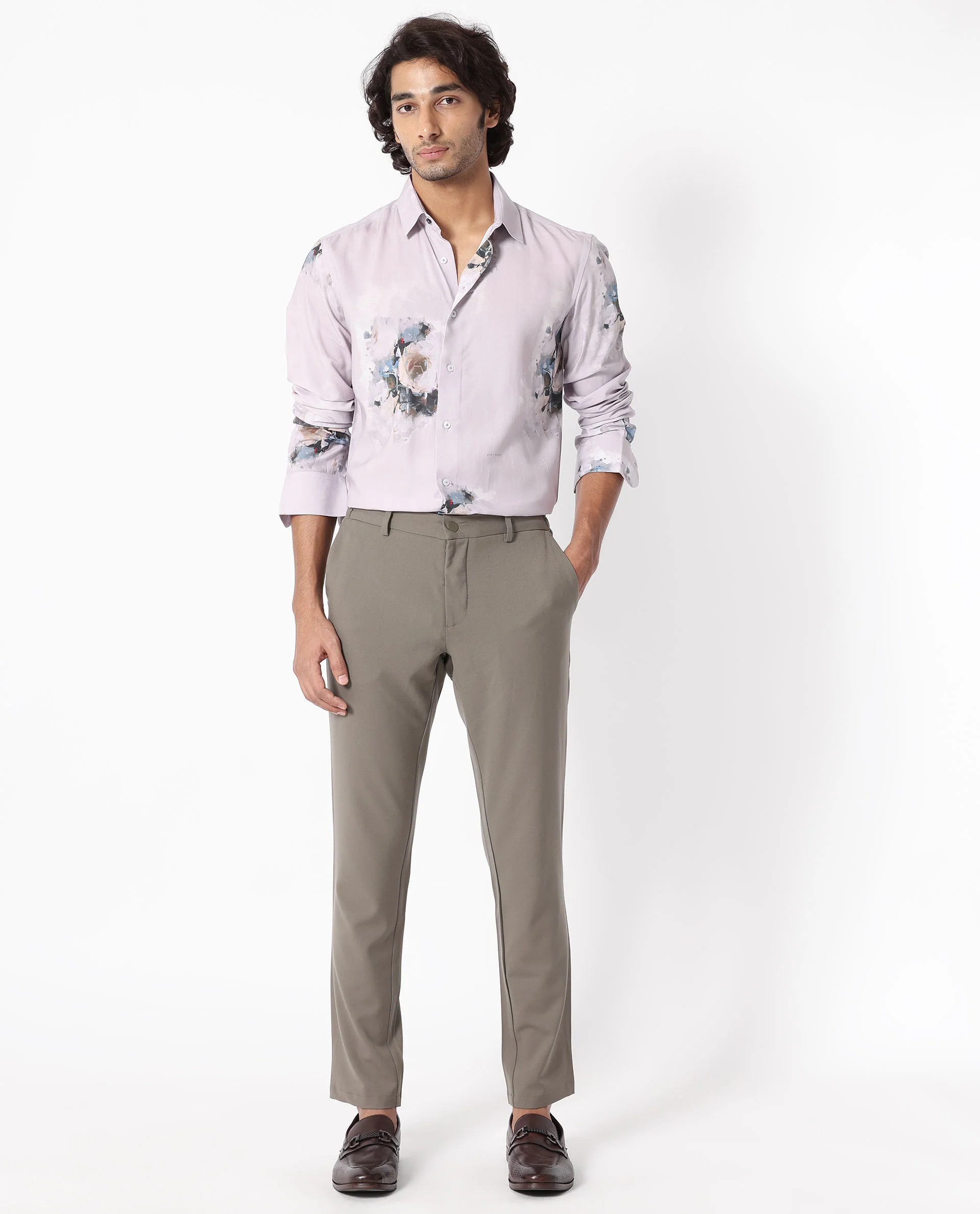 Rare Rabbit Men's Began Pink Cotton Floral Print Regular Fit Full Sleeve Collared Shirt - Image 2