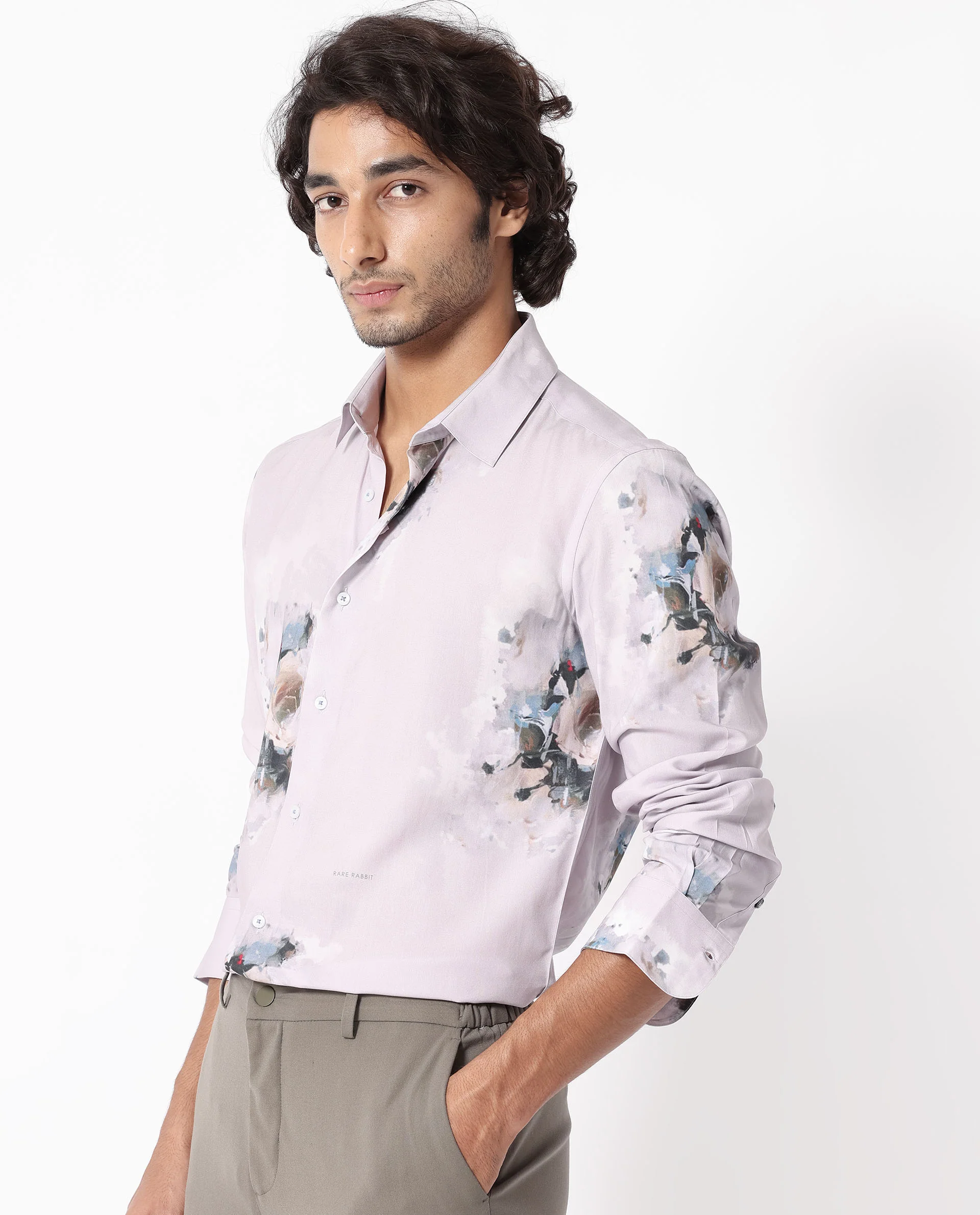 Rare Rabbit Men's Began Pink Cotton Floral Print Regular Fit Full Sleeve Collared Shirt - Image 3