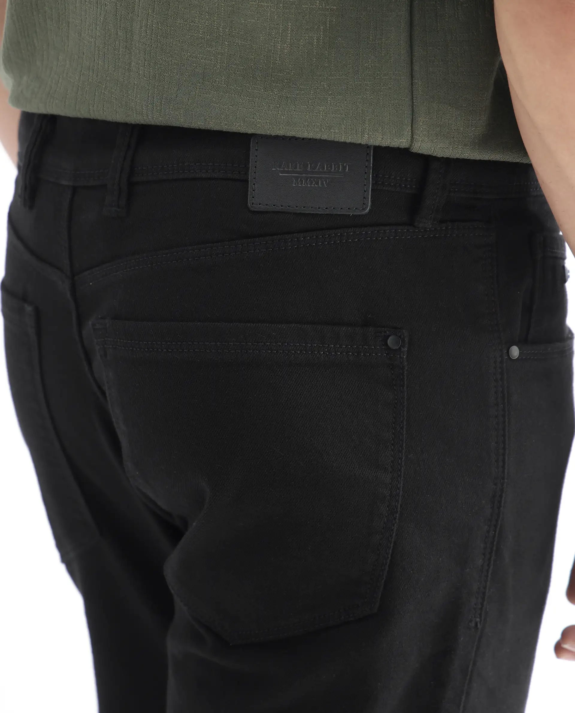 Rare Rabbit Men's Belarus Black Cotton Plain Hawk Slim Fit Jeans - Image 8