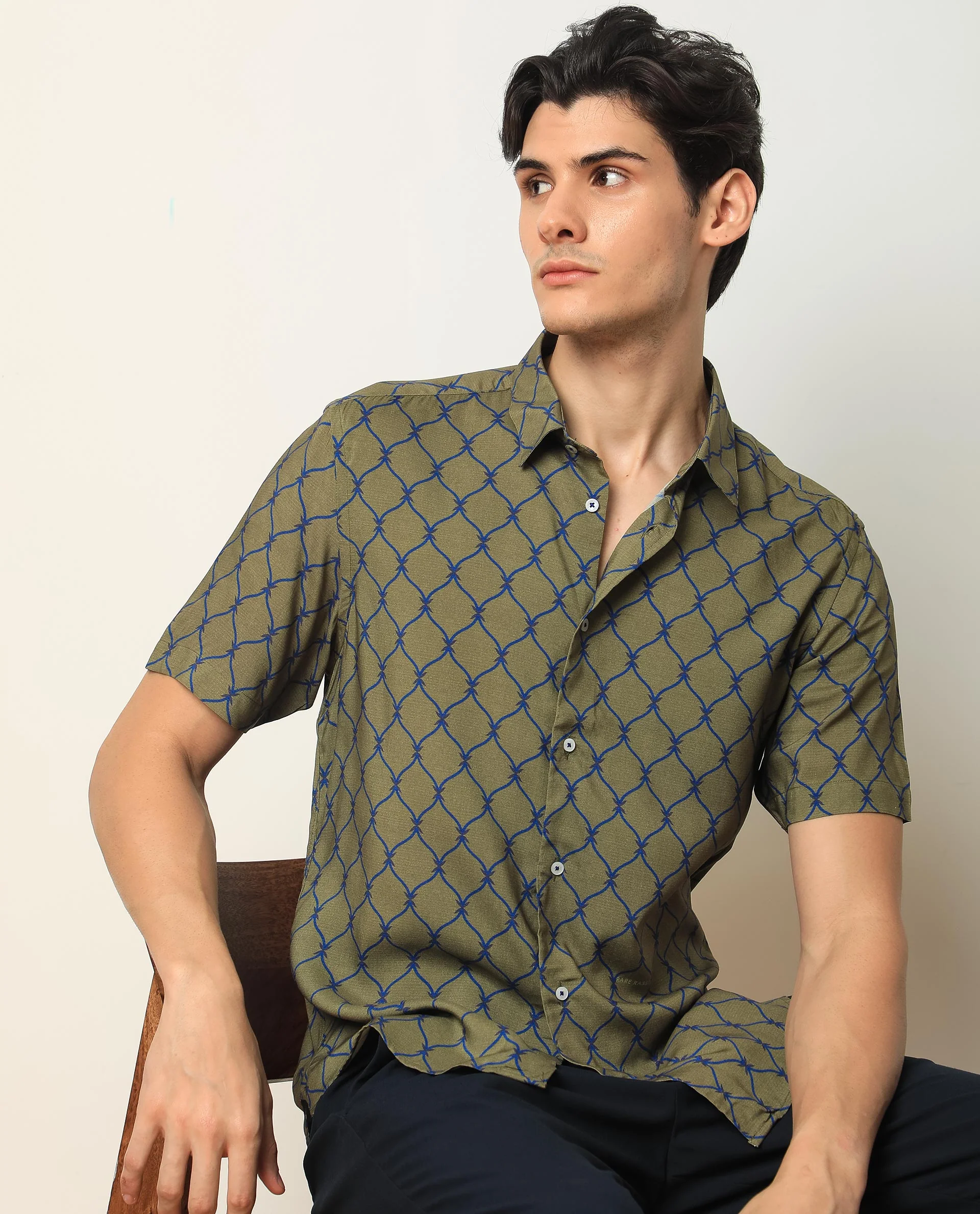 Rare Rabbit Men's Beldon Olive Regular Fit Shirt - Image 2