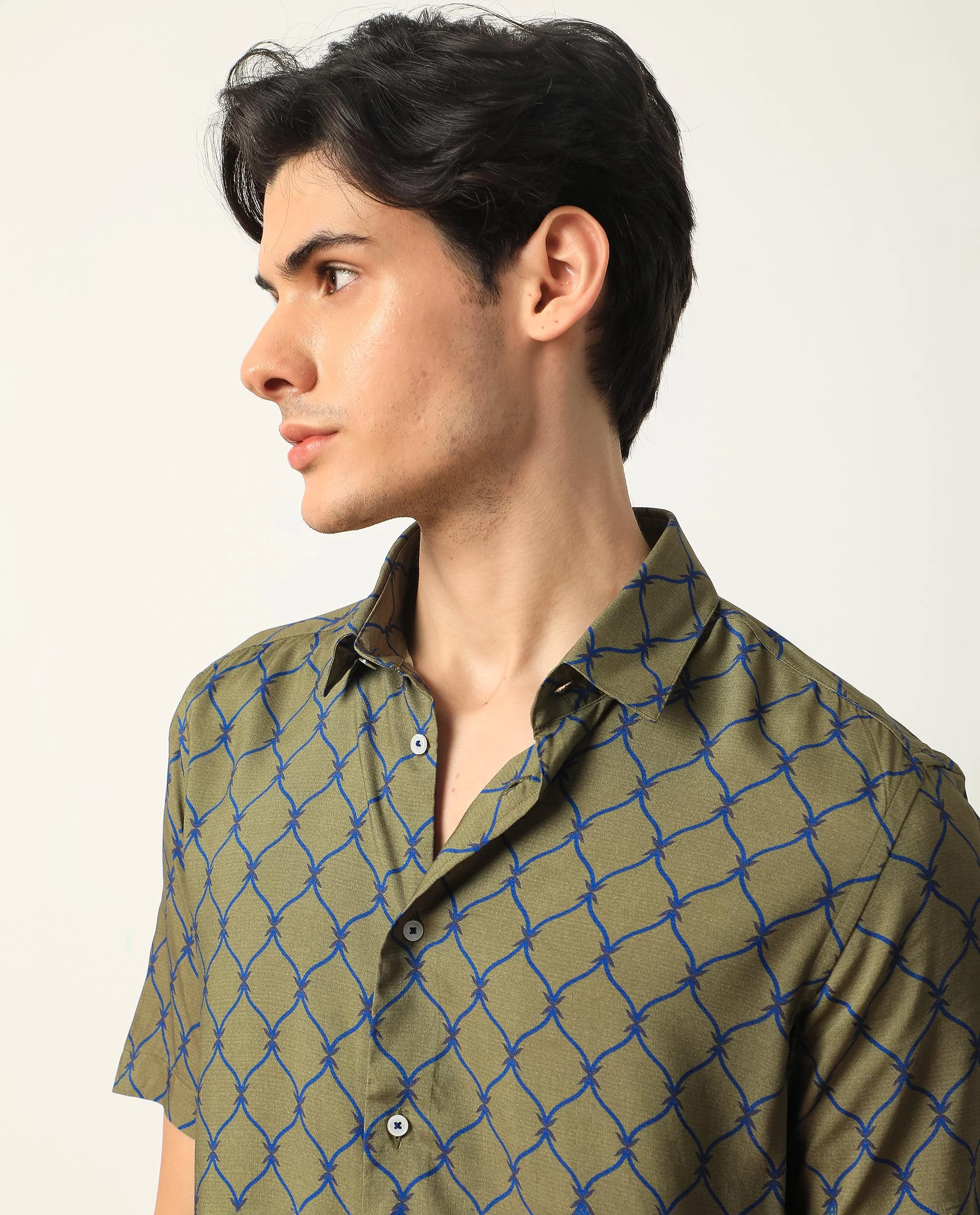 Rare Rabbit Men's Beldon Olive Regular Fit Shirt - Image 5