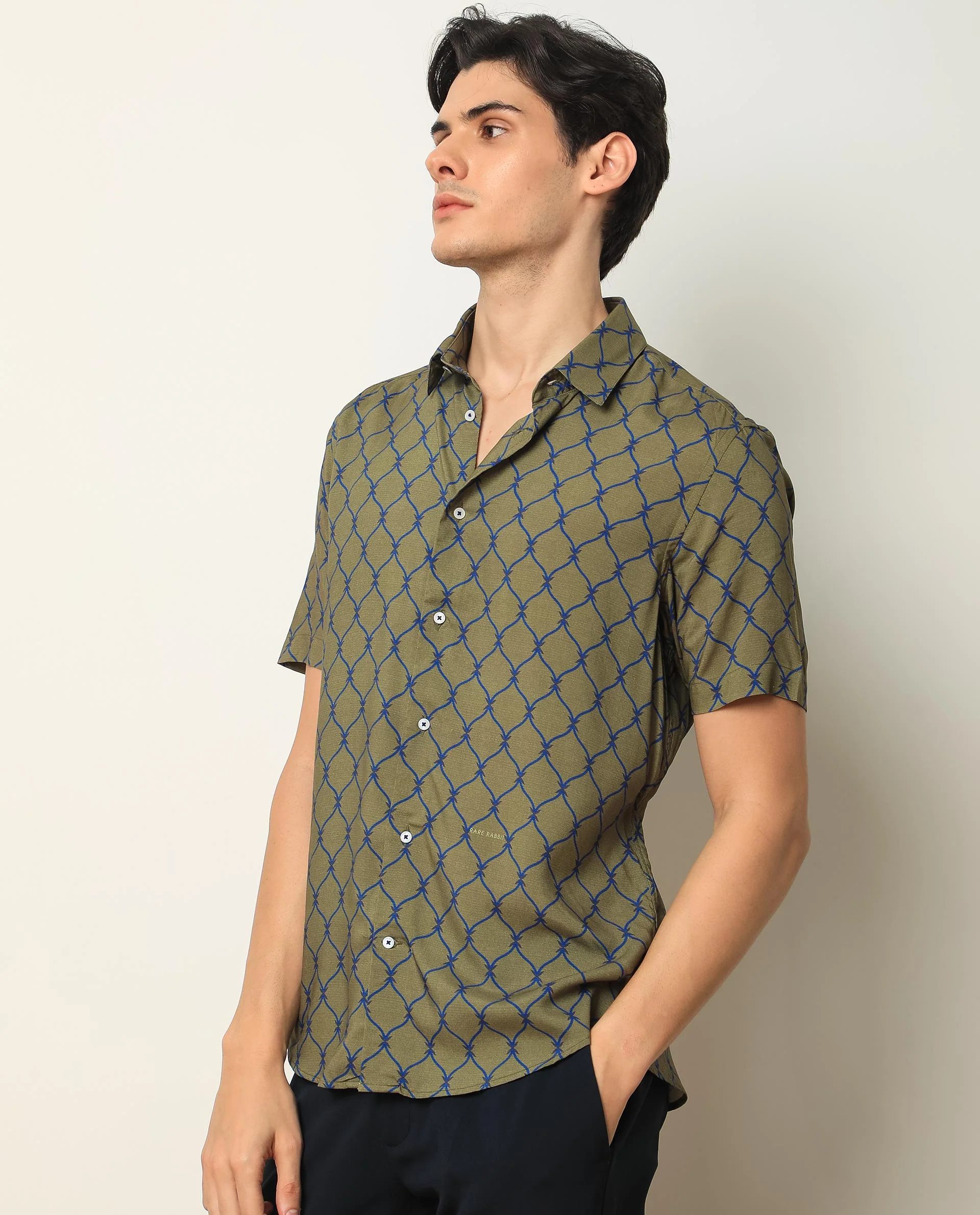 Rare Rabbit Men's Beldon Olive Regular Fit Shirt - Image 7