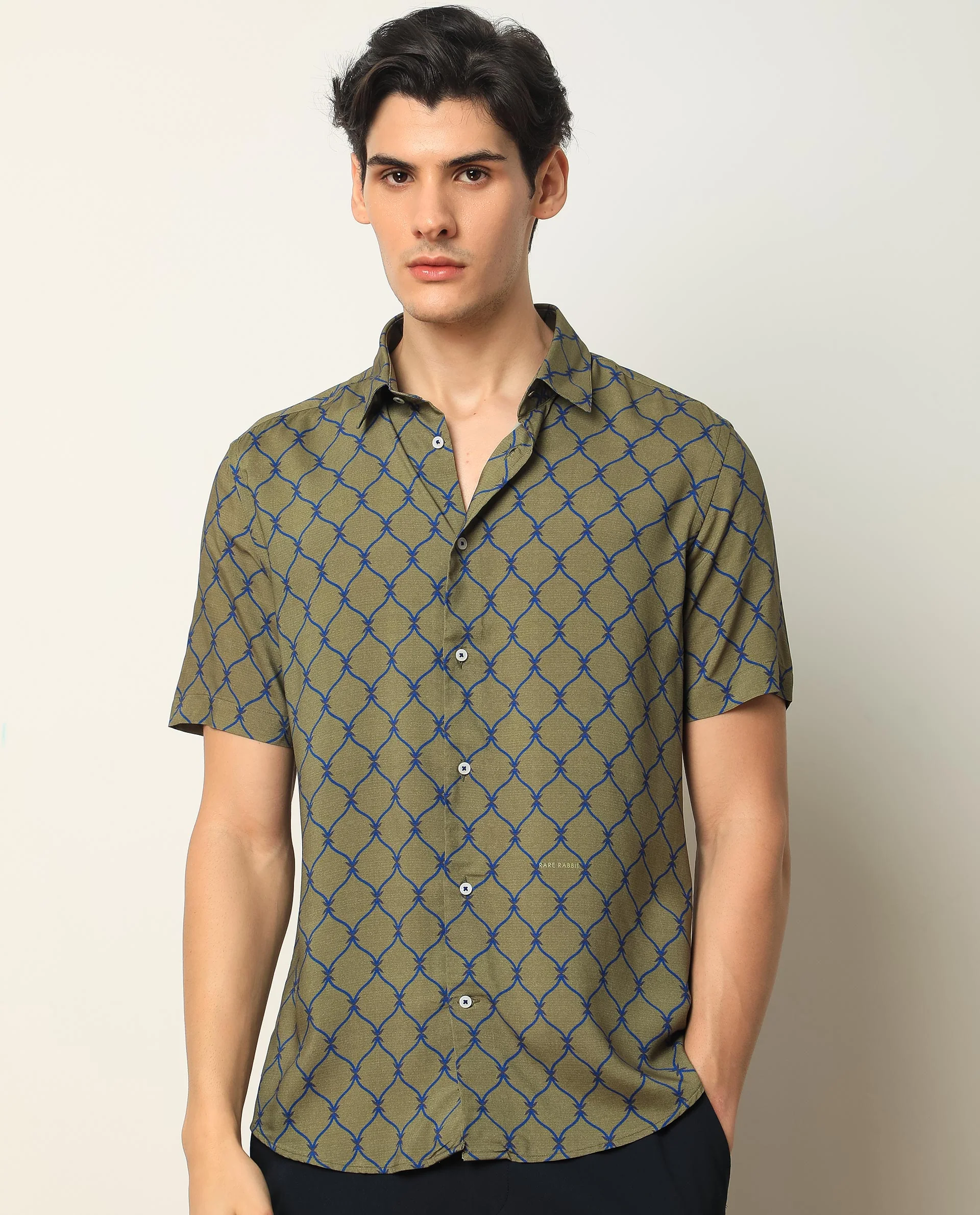 Rare Rabbit Men's Beldon Olive Regular Fit Shirt - Image 8