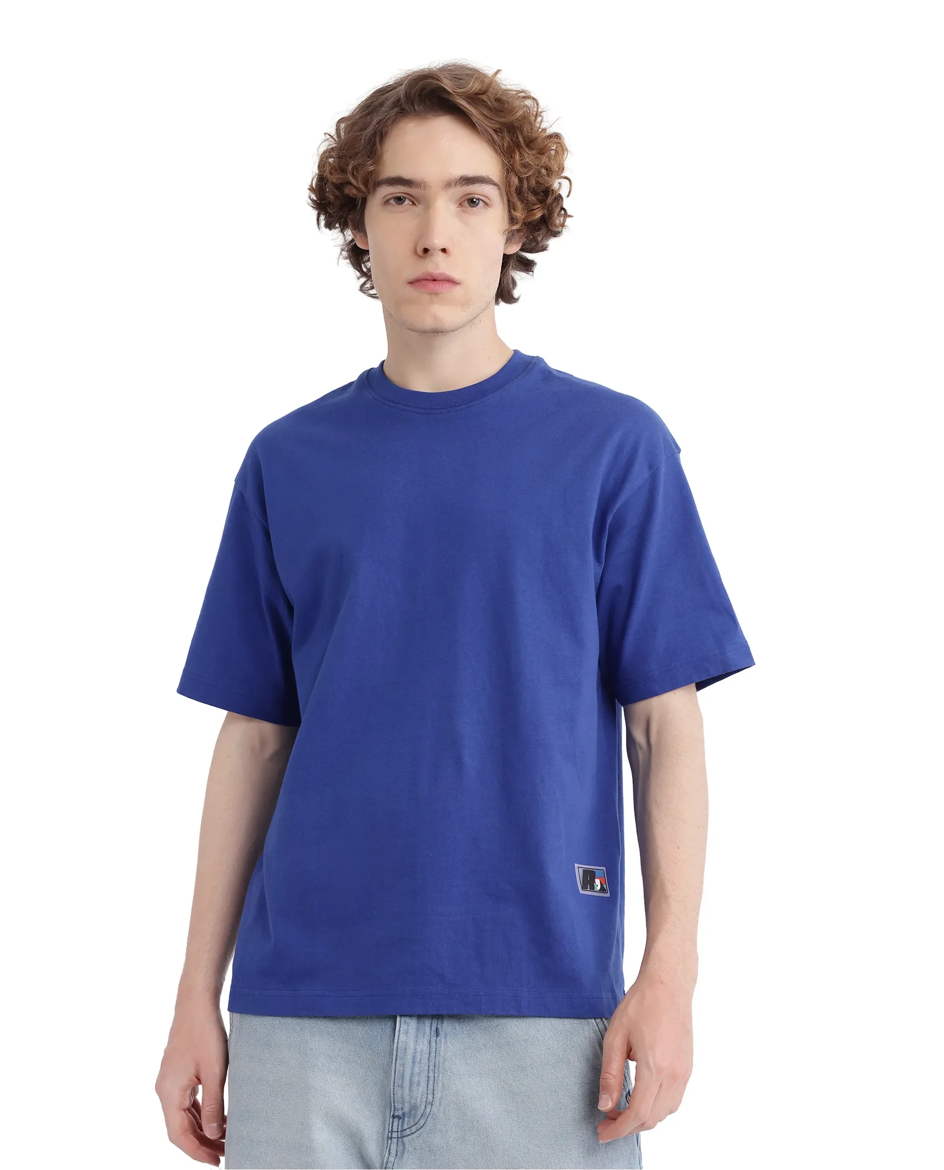 Rare Rabbit Men's Belet Blue Cotton Hd Print Oversized Fit Half Sleeve Crew Neck T-Shirt - Image 6