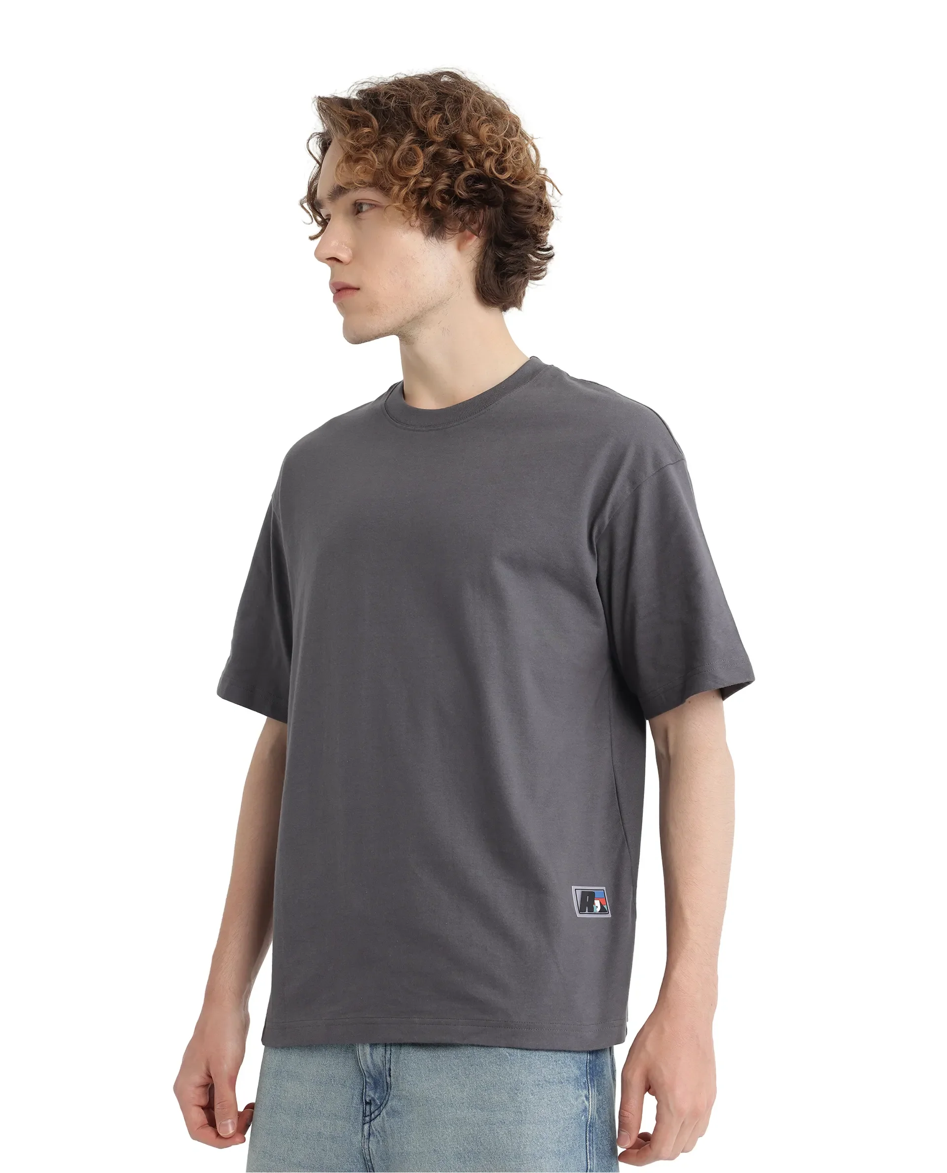 Rare Rabbit Men's Belet Dark Grey Cotton Hd Print Oversized Fit Half Sleeve Crew Neck T-Shirt - Image 5