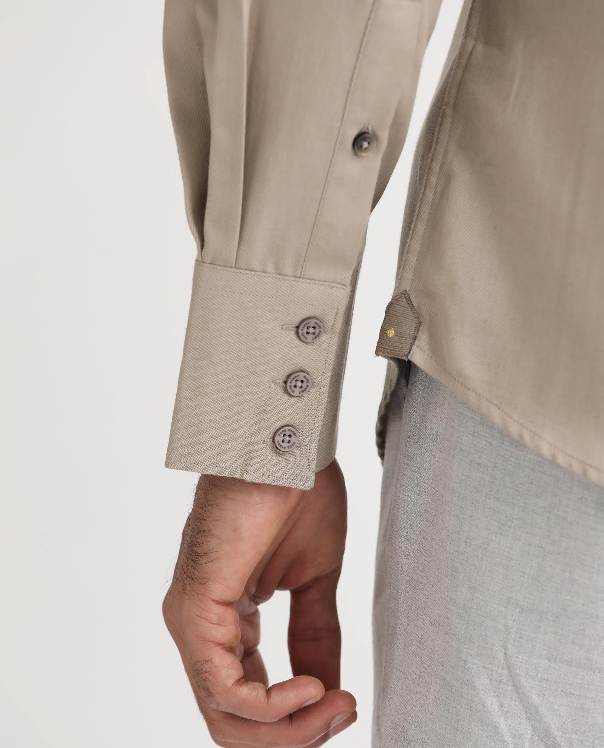 Rare Rabbit Men's Belia Beige Cotton Plain Regular Fit Full Sleeve Collared Shirt - Image 4