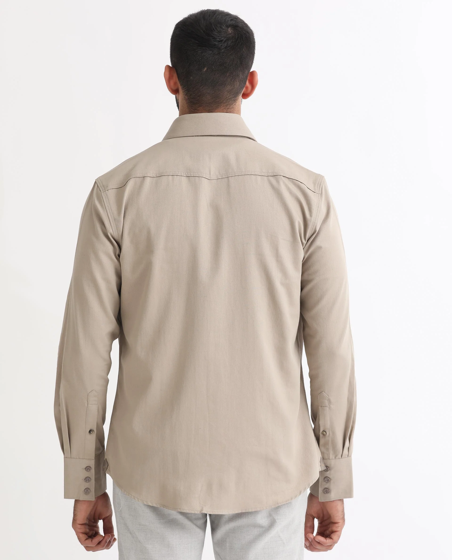 Rare Rabbit Men's Belia Beige Cotton Plain Regular Fit Full Sleeve Collared Shirt - Image 8