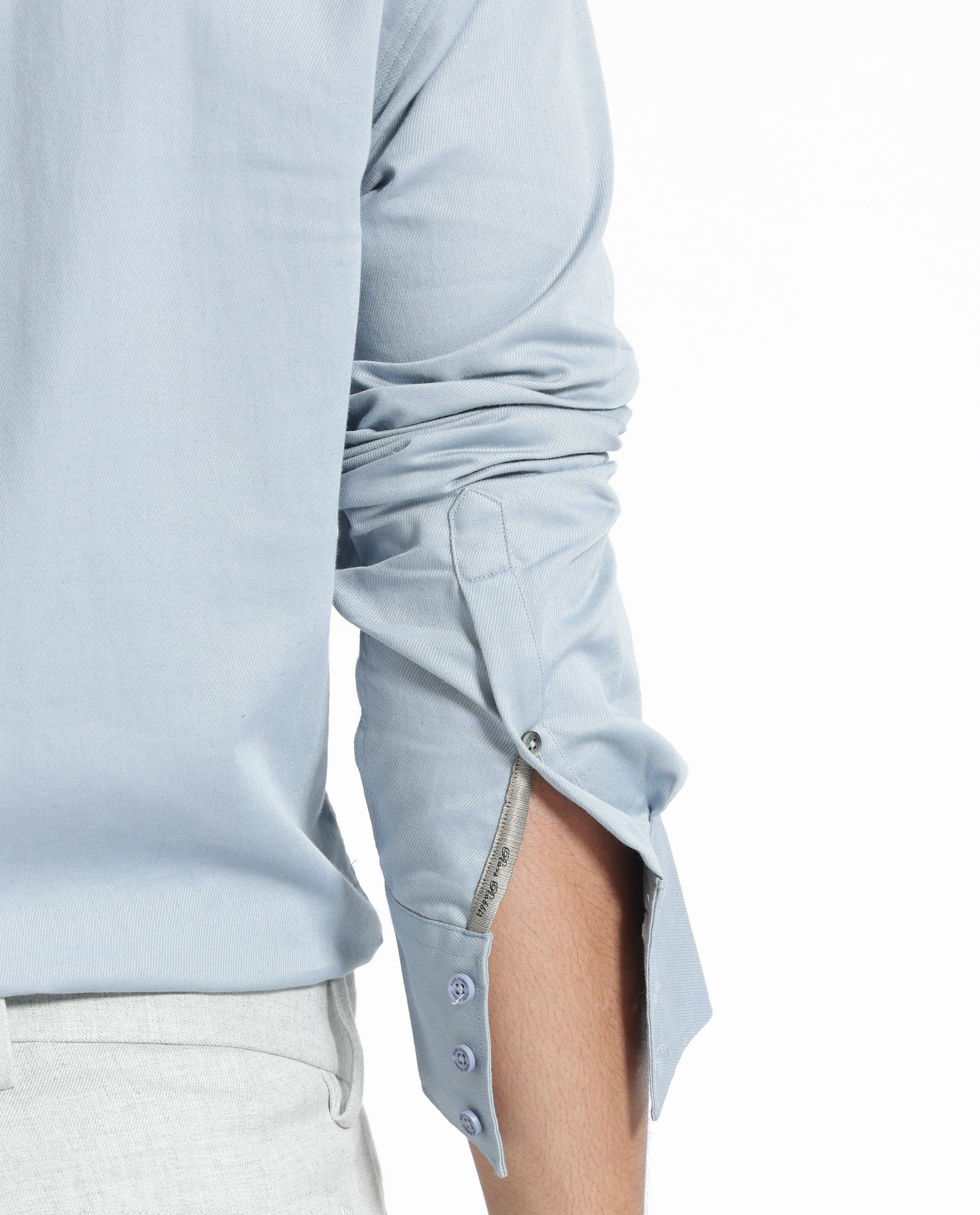 Rare Rabbit Men's Belia Dusky Blue Cotton Plain Regular Fit Full Sleeve Collared Shirt - Image 4