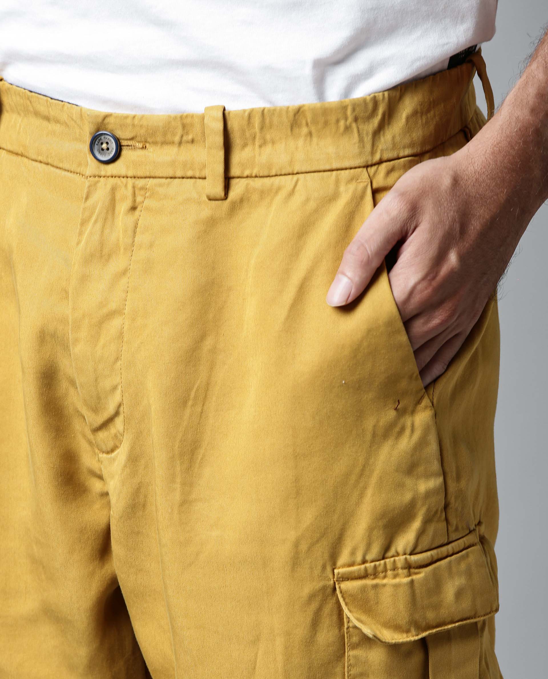 Rare Rabbit Men's Bellamy Yellow Tencel Slim Fit Shorts - Image 5