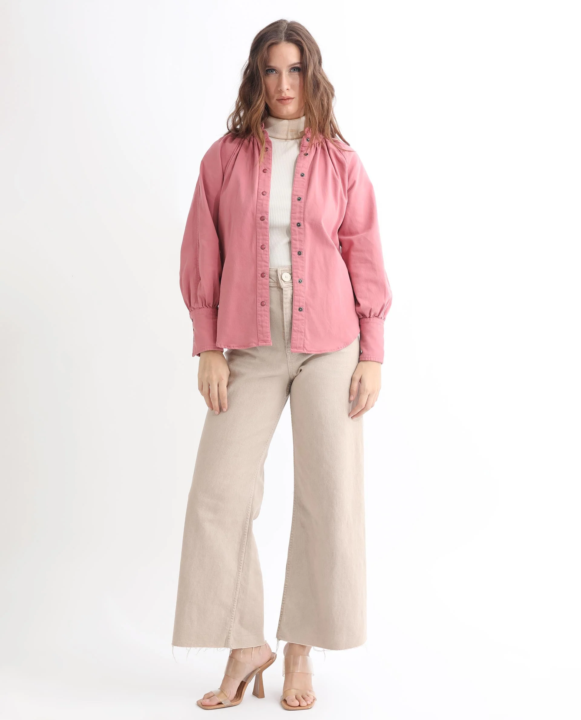 Rareism Women's Bellona Pink Cotton Sweetheart Neck Plain Regular Fit Jacket - Image 2