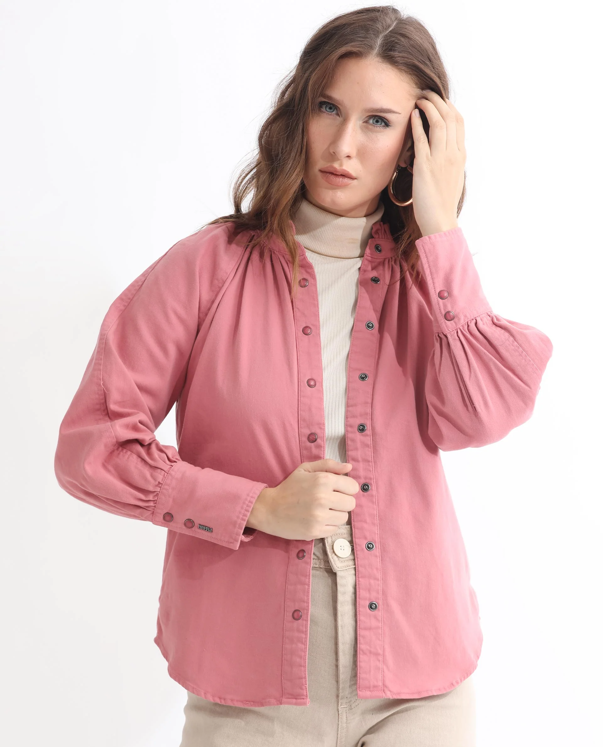 Rareism Women's Bellona Pink Cotton Sweetheart Neck Plain Regular Fit Jacket - Image 3