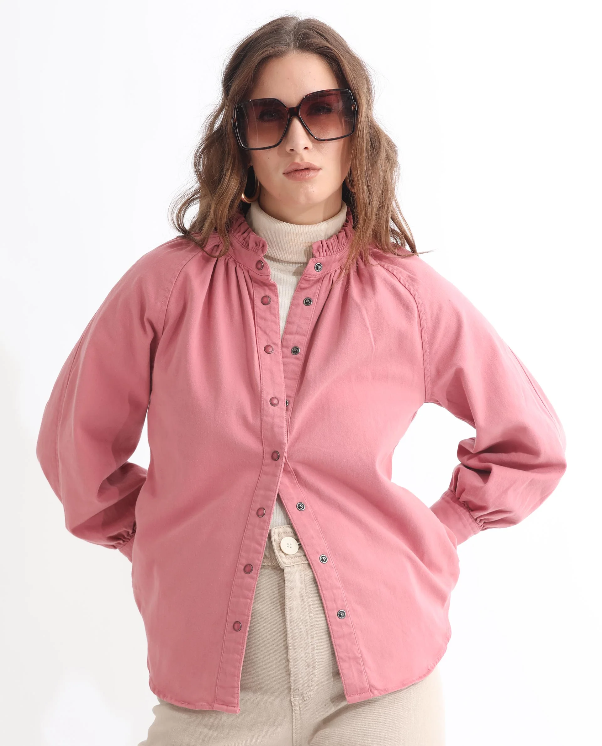 Rareism Women's Bellona Pink Cotton Sweetheart Neck Plain Regular Fit Jacket - Image 4