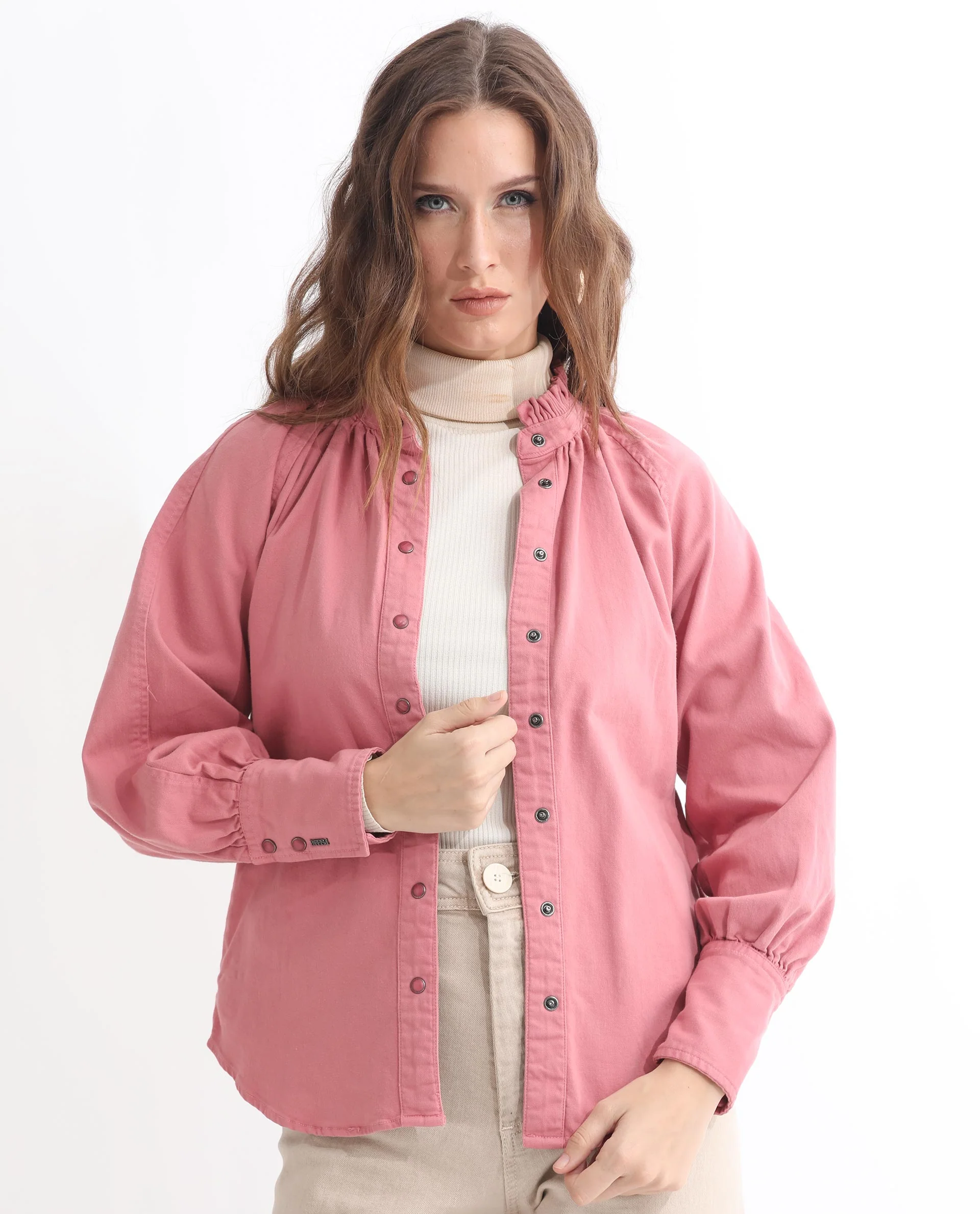 Rareism Women's Bellona Pink Cotton Sweetheart Neck Plain Regular Fit Jacket - Image 5