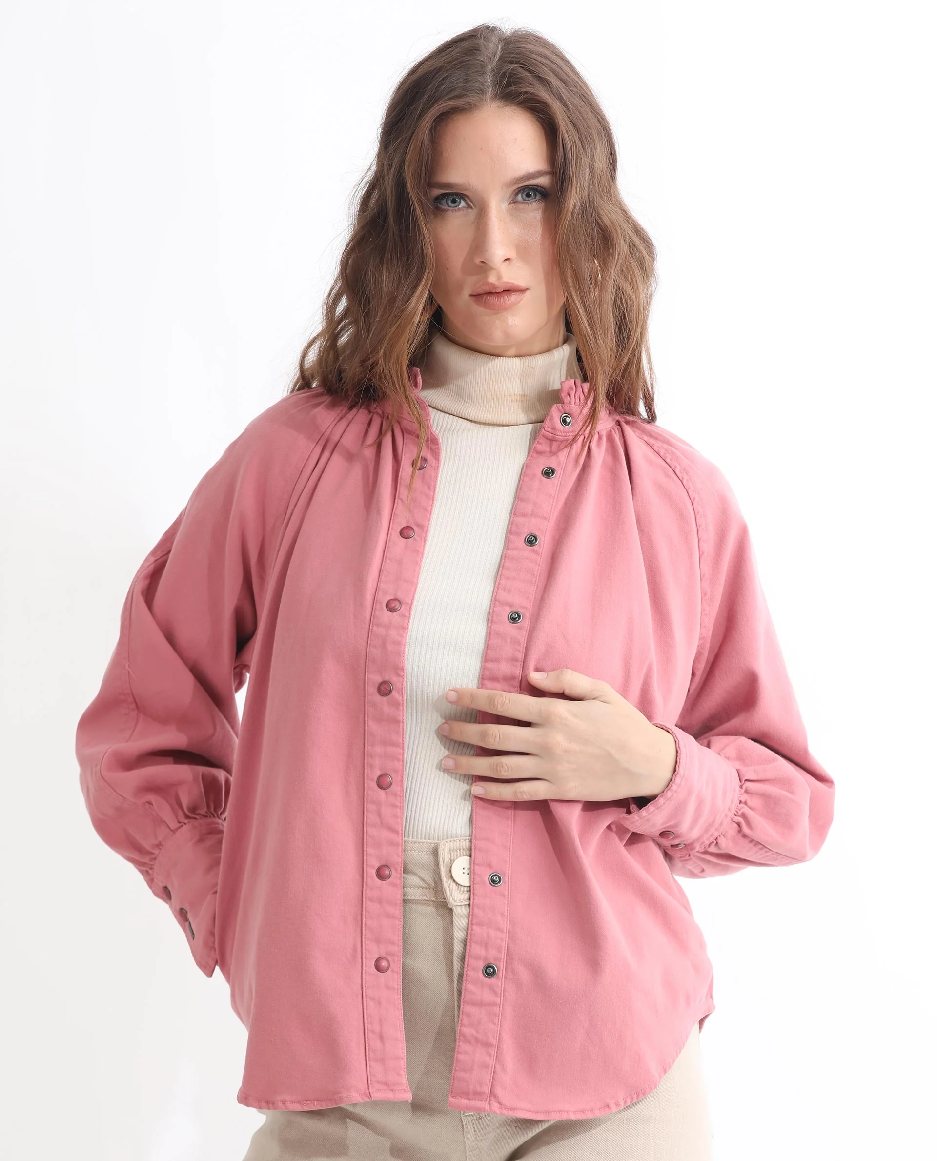 Rareism Women's Bellona Pink Cotton Sweetheart Neck Plain Regular Fit Jacket - Image 6