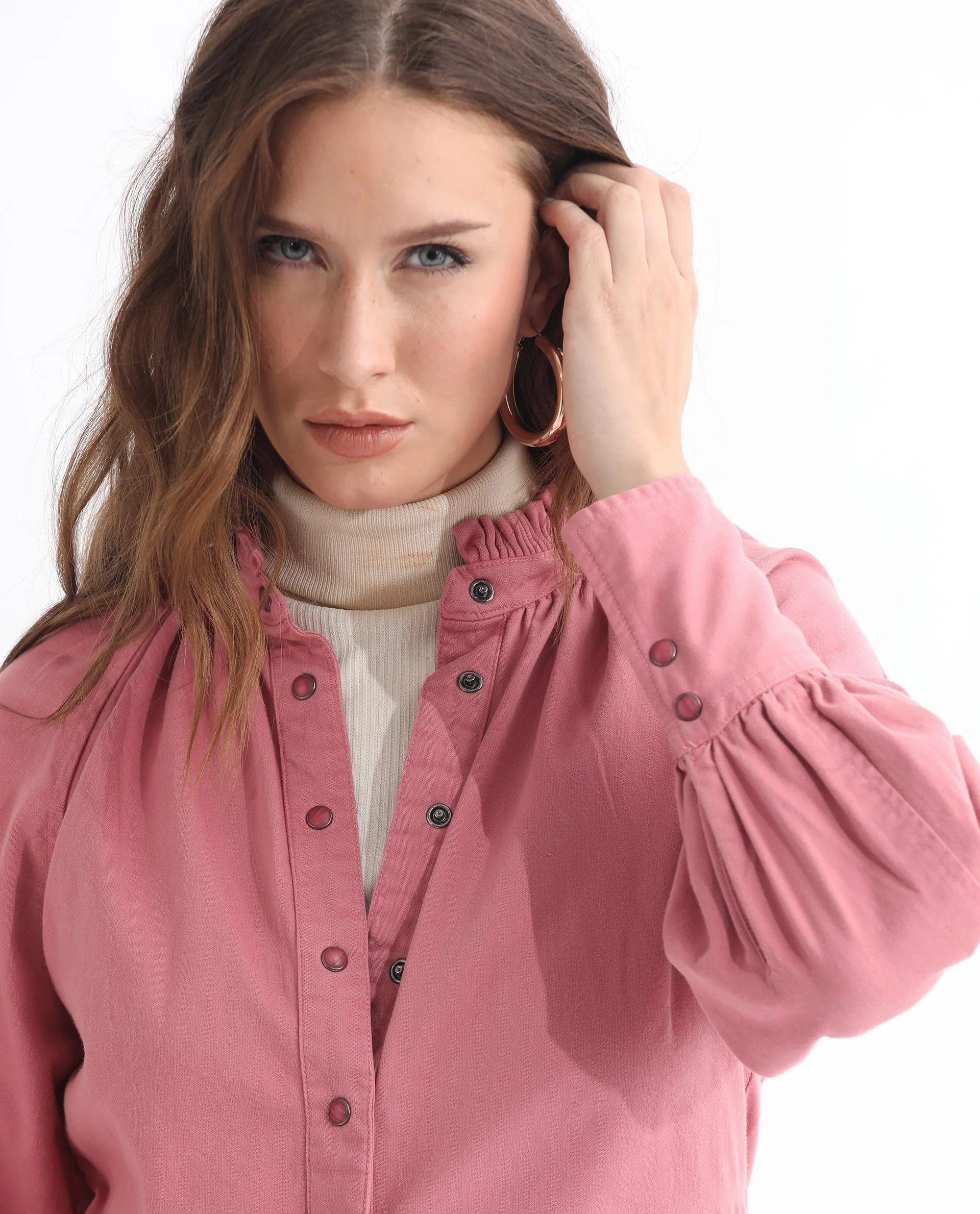 Rareism Women's Bellona Pink Cotton Sweetheart Neck Plain Regular Fit Jacket - Image 9