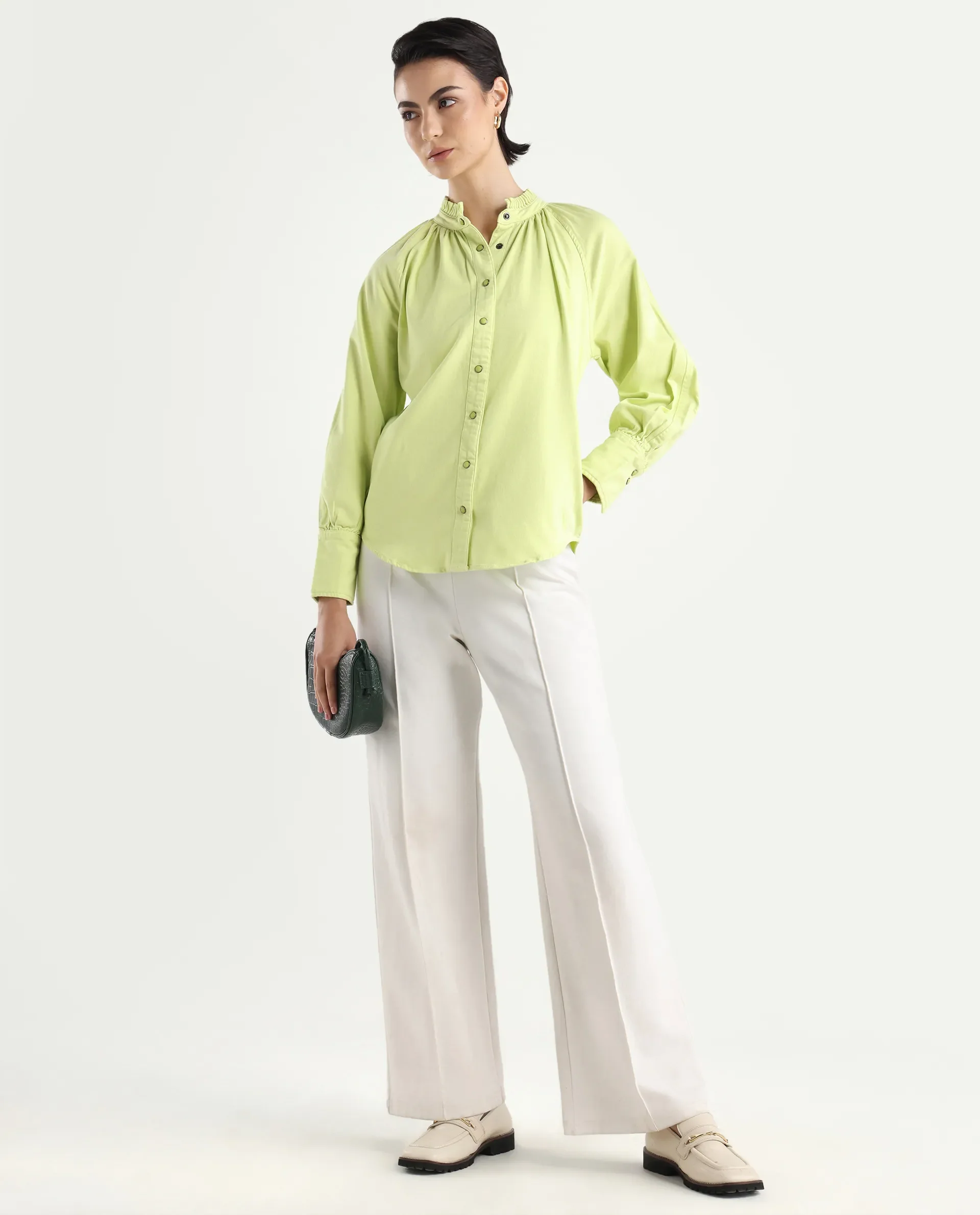 Rareism Women's Bellona Green Cotton Sweetheart Neck Plain Regular Fit Jacket - Image 4
